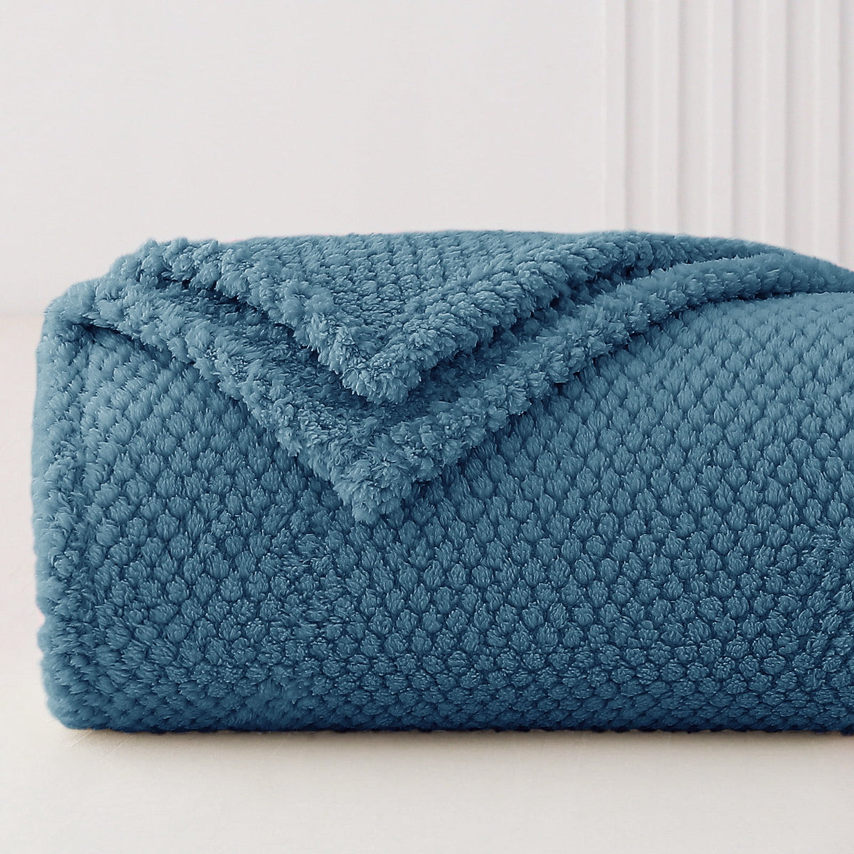 Whale Flotilla Fuzzy Fleece 50"x70" Throw Blanket for Couch, Fluffy Warm Soft Jacquard Blankets for All Seasons, Lightweight and Cozy, Slate Blue