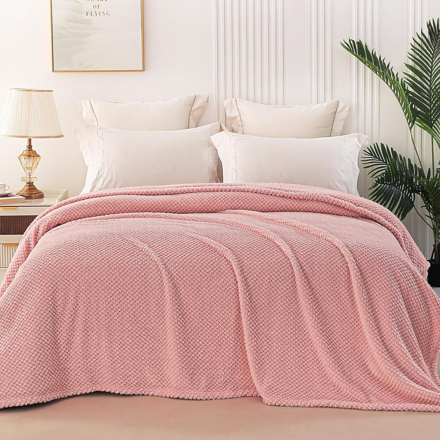 Whale Flotilla Twin Size Fuzzy Fleece Blanket, Fluffy Warm Soft Jacquard Bed Blankets for Fall Winter, Lightweight and Cozy
