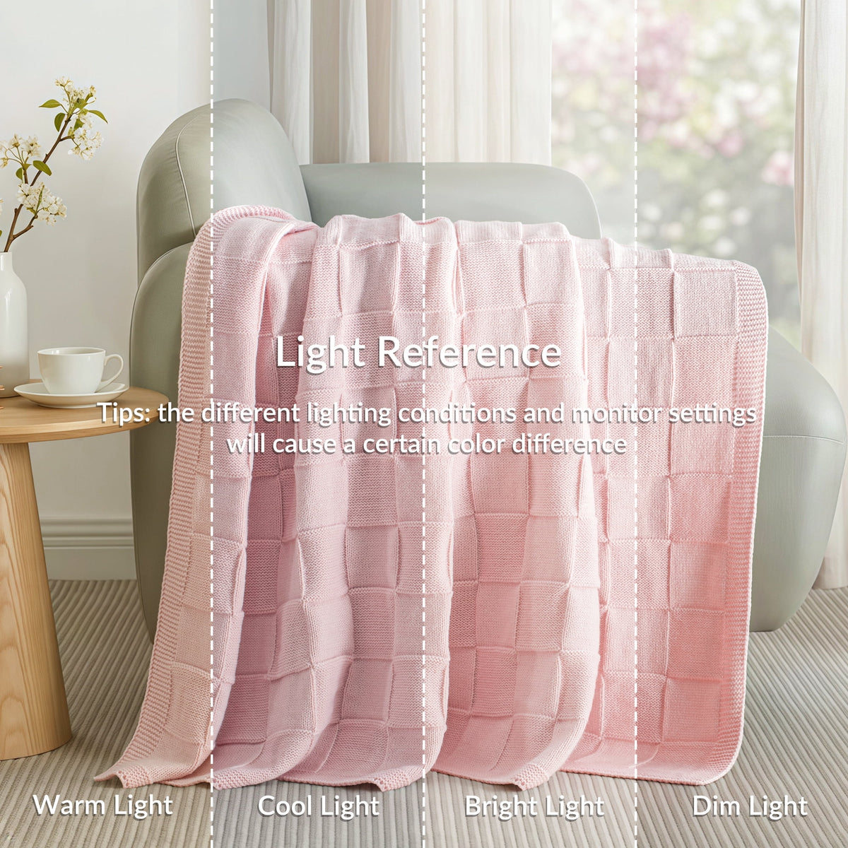 Whale Flotilla Knit Throw Blanket for Couch, Soft Fuzzy Decorative Knitted Blanket for Sofa Bed, Lightweight Cozy Warm Throws, 50x60 Inch, Pink