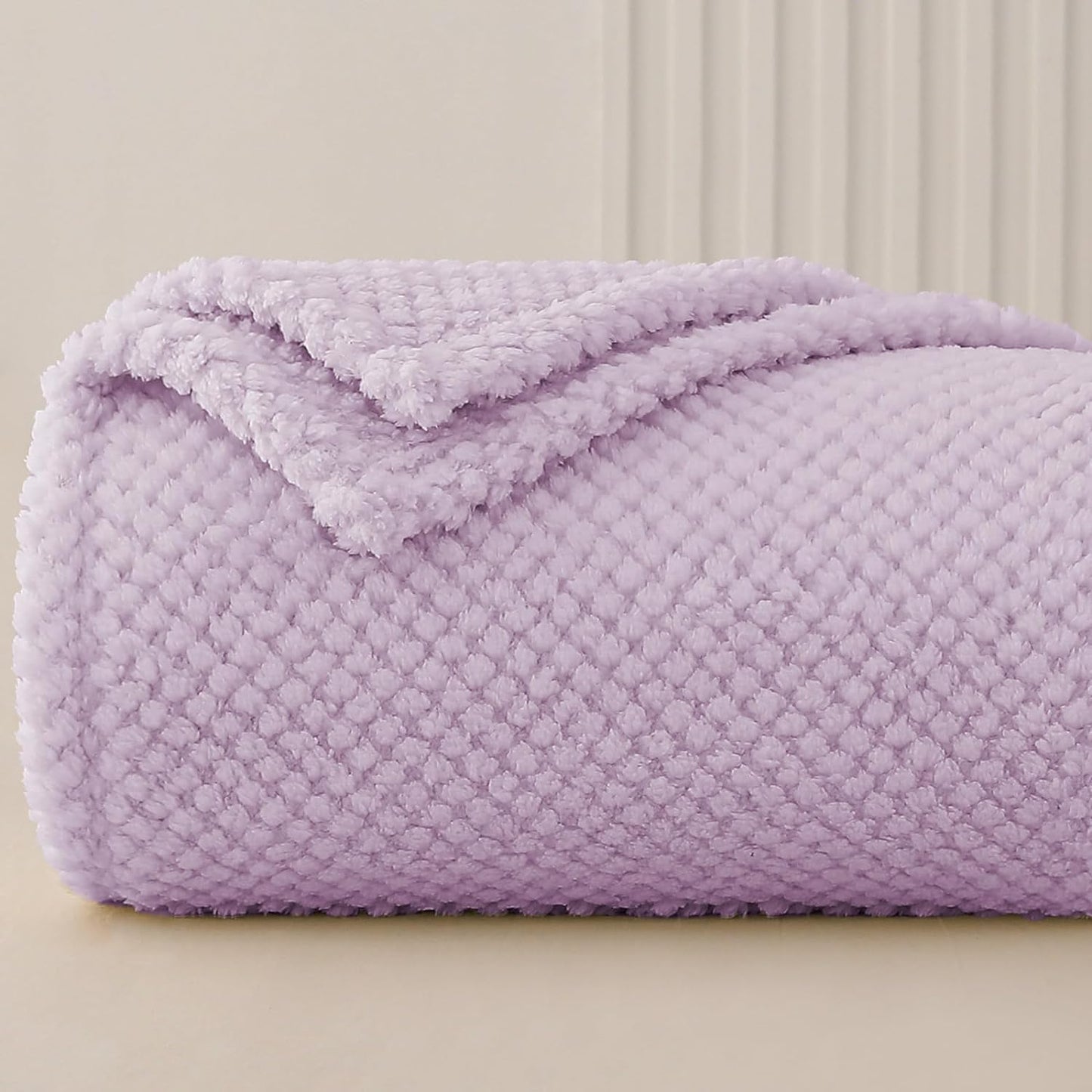 Whale Flotilla Twin Size Fuzzy Fleece Blanket, Fluffy Warm Soft Jacquard Bed Blankets for Fall Winter, Lightweight and Cozy, 60x80 Inch, Lilac