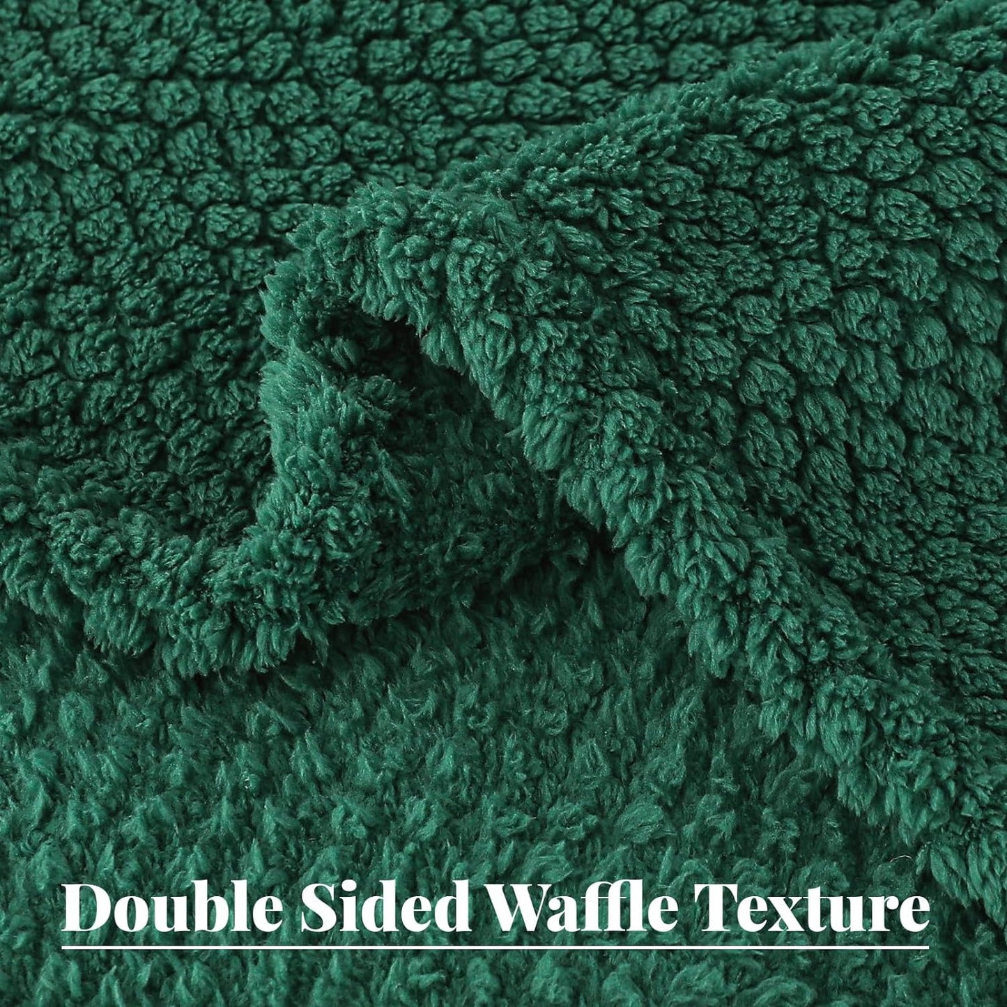 Whale Flotilla Twin Size Fuzzy Fleece Blanket, Fluffy Warm Soft Jacquard Bed Blankets for Fall Winter, Lightweight and Cozy, 60x80 Inch, Deep Green