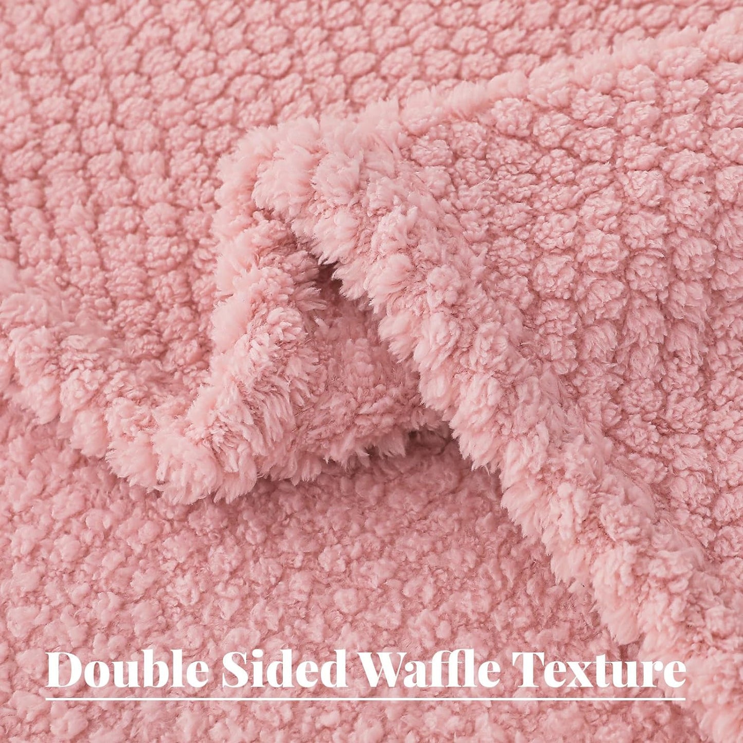 Whale Flotilla Twin Size Fuzzy Fleece Blanket, Fluffy Warm Soft Jacquard Bed Blankets for Fall Winter, Lightweight and Cozy, 60x80 Inch, Pink