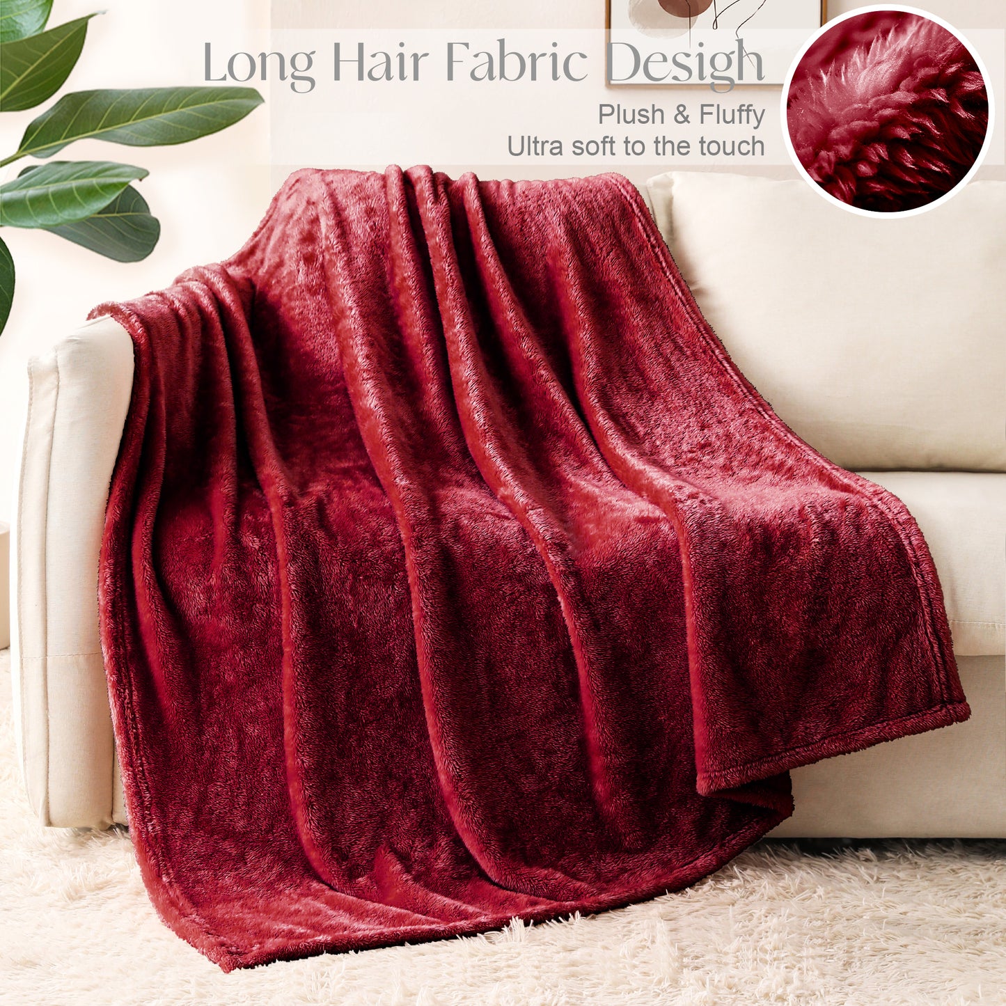 Whale Flotilla Extra Large Fleece Throw Blanket 50x70 Inch, Super Plush and Soft 300GSM Blankets for All Season, Fluffy and Lightweight, Burgundy