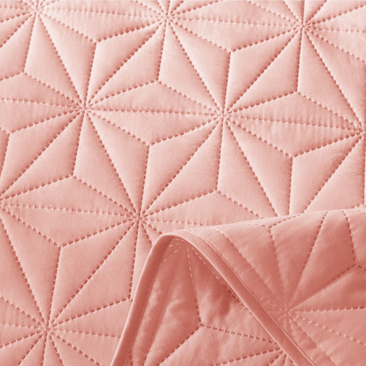 Whale Flotilla Microfiber Twin Size 68"x 88" Quilt Set Lightweight Quilted Bedspreads Coverlets Set with Stars Pattern, Blush Pink