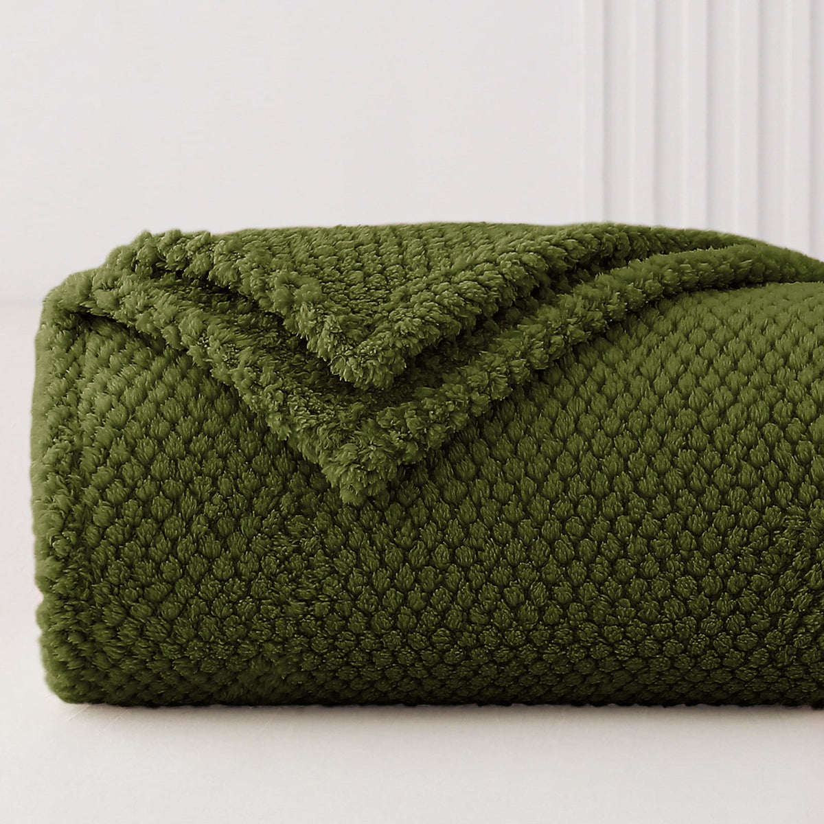 Whale Flotilla Fuzzy Fleece 50"x70" Throw Blanket for Couch, Fluffy Warm Soft Jacquard Blankets for All Seasons, Lightweight and Cozy, Olive