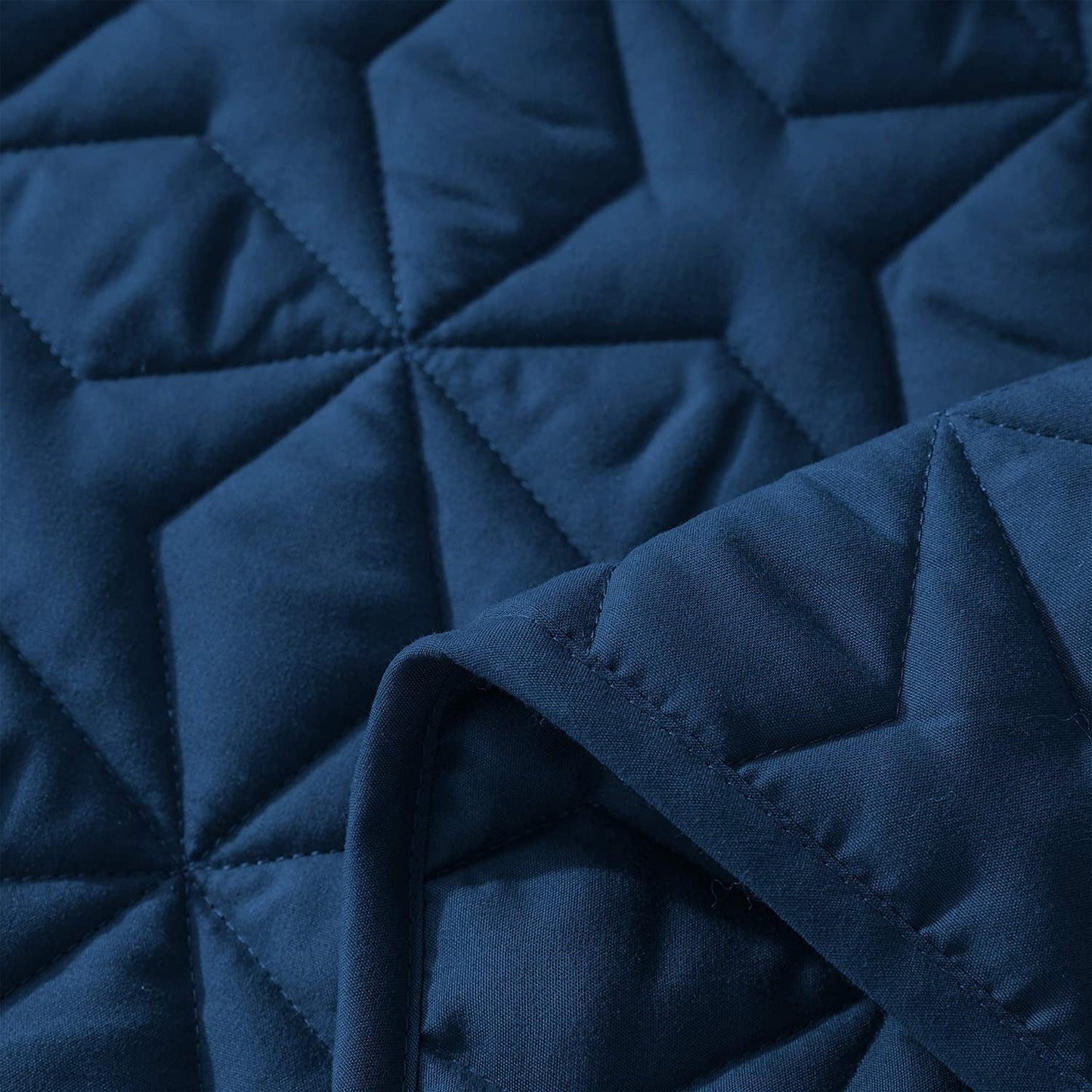 Whale Flotilla Quilt Set Queen Size, Soft Microfiber Lightweight Bedspread Coverlet Bed Cover (Star Pattern) for All Seasons, Navy, 3 Pieces (Includes 1 Quilt, 2 Shams)