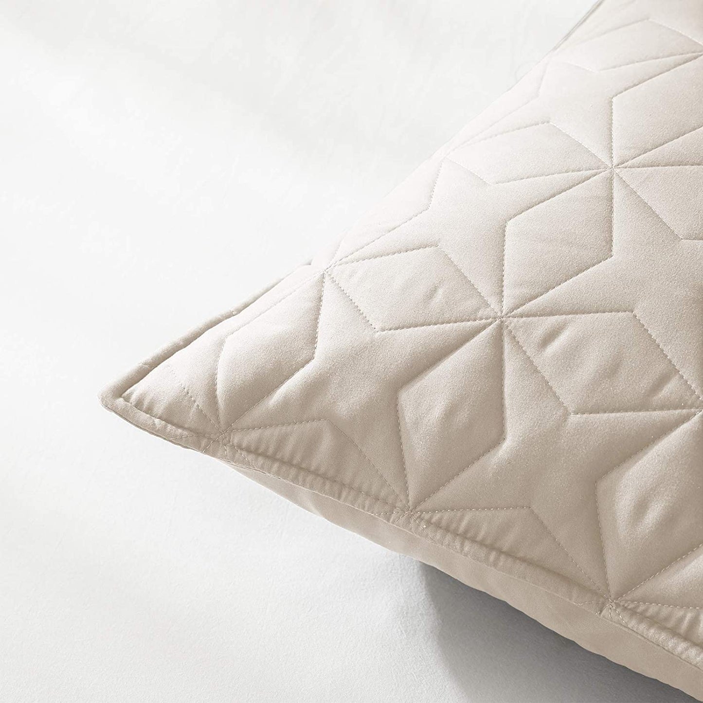 Whale Flotilla Quilt Set Queen Size, Soft Microfiber Lightweight Bedspread Coverlet Bed Cover (Star Pattern) for All Seasons, Brich Beige, 3 Pieces (Includes 1 Quilt, 2 Shams)
