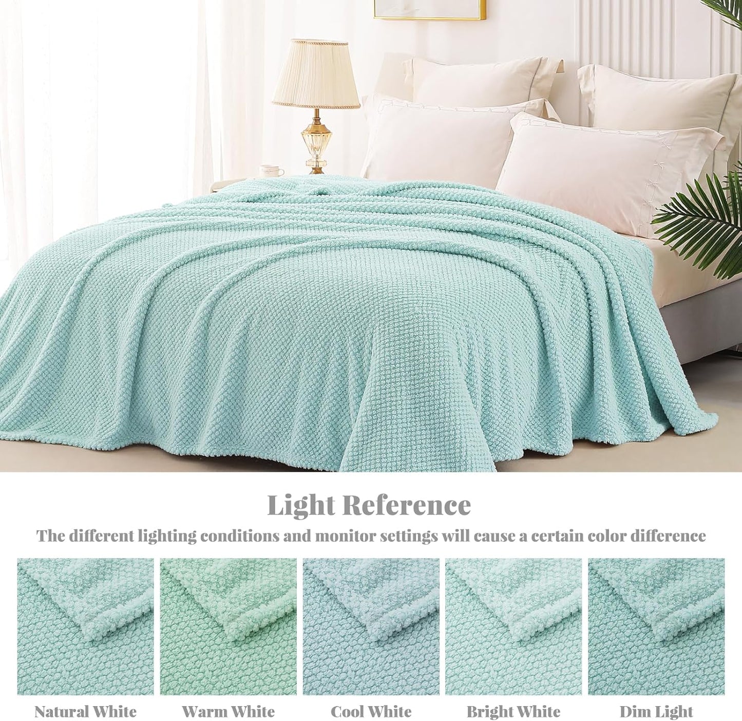 Whale Flotilla Twin Size Fuzzy Fleece Blanket, Fluffy Warm Soft Jacquard Bed Blankets for Fall Winter, Lightweight and Cozy, 60x80 Inch, Light Blue