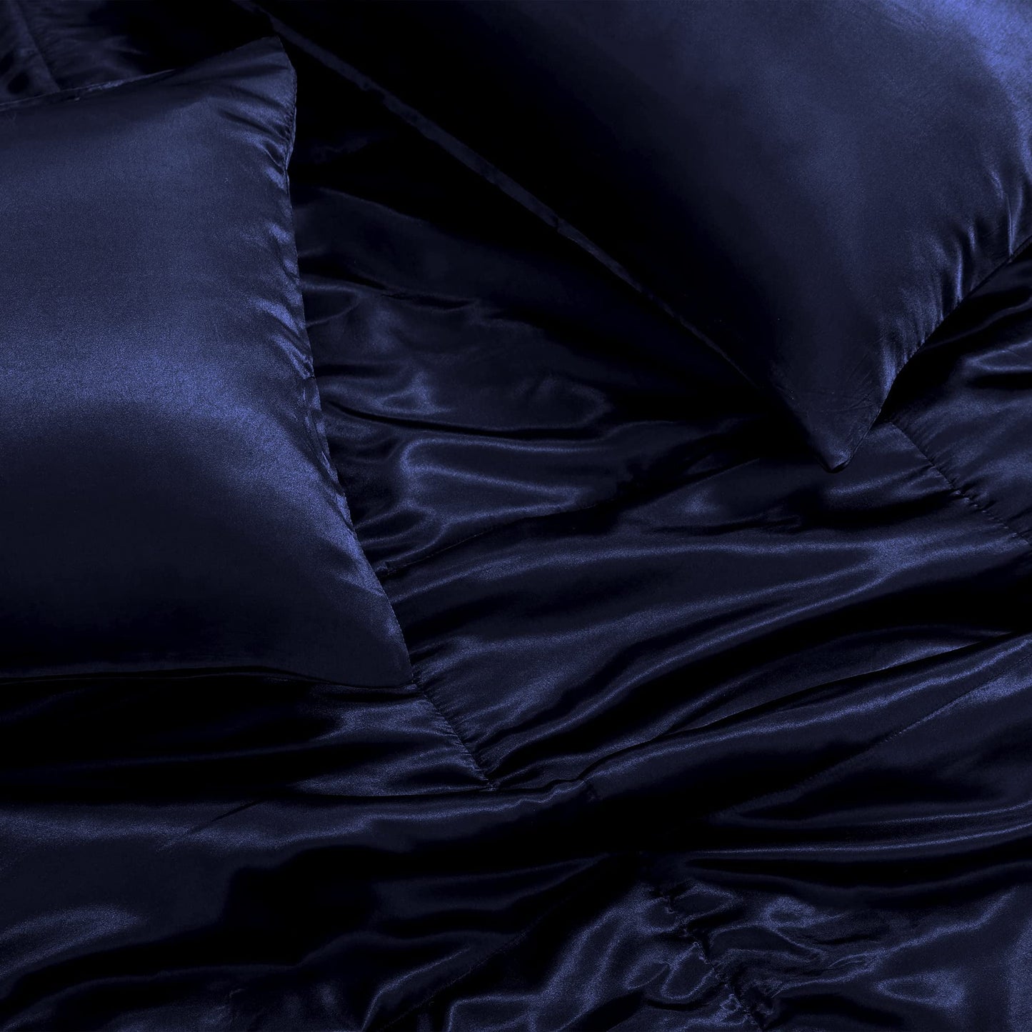 Whale Flotilla 2-Piece Reversible King Size Silk Comforter Set/Bedding Set, Soft Satin Comforter with 1 Satin Pillowcases, Lightweight Duvet Set for All Seasons, Deep Purple