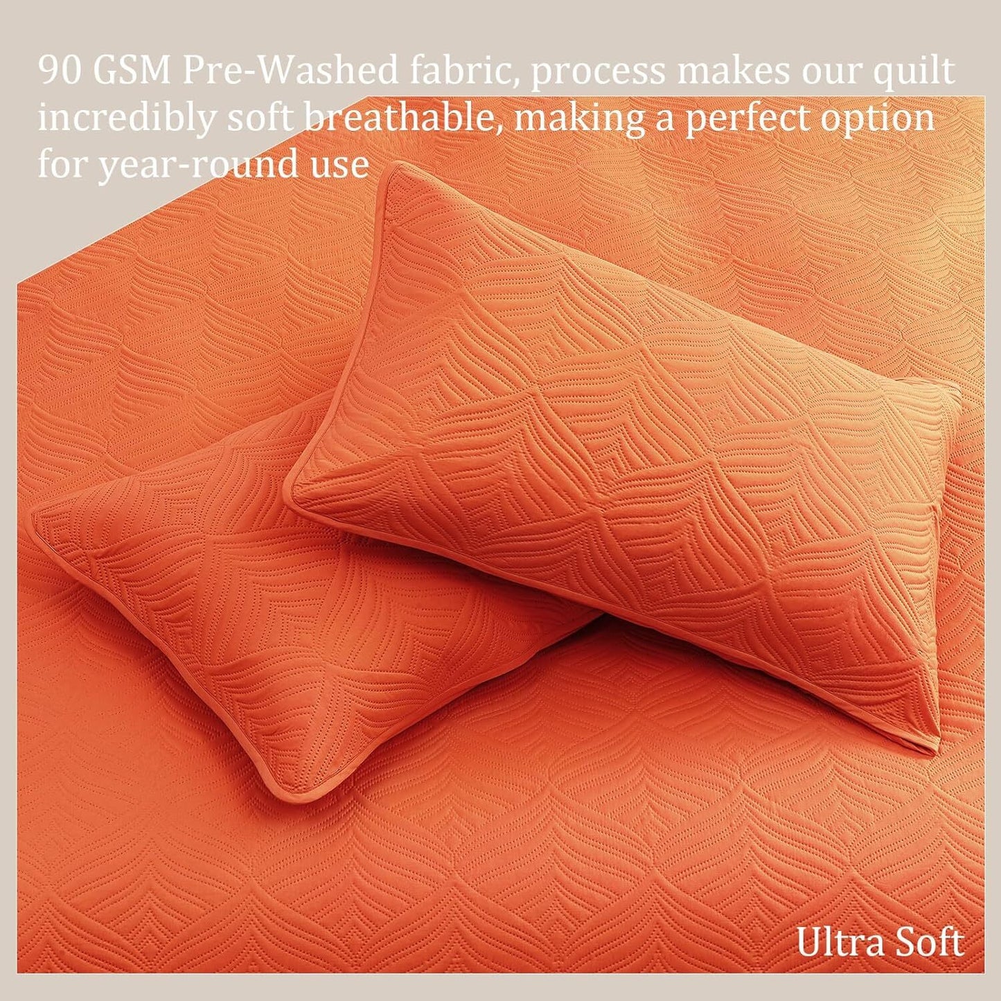 Whale Flotilla 2-Piece Twin Size Quilt Set, Soft Ultrasonic Embossed Bedding Set, Lightweight Bedspread Coverlet with Vintage Pattern, Reversible Bed Cover for All Seasons, Vintage Burnt Orange