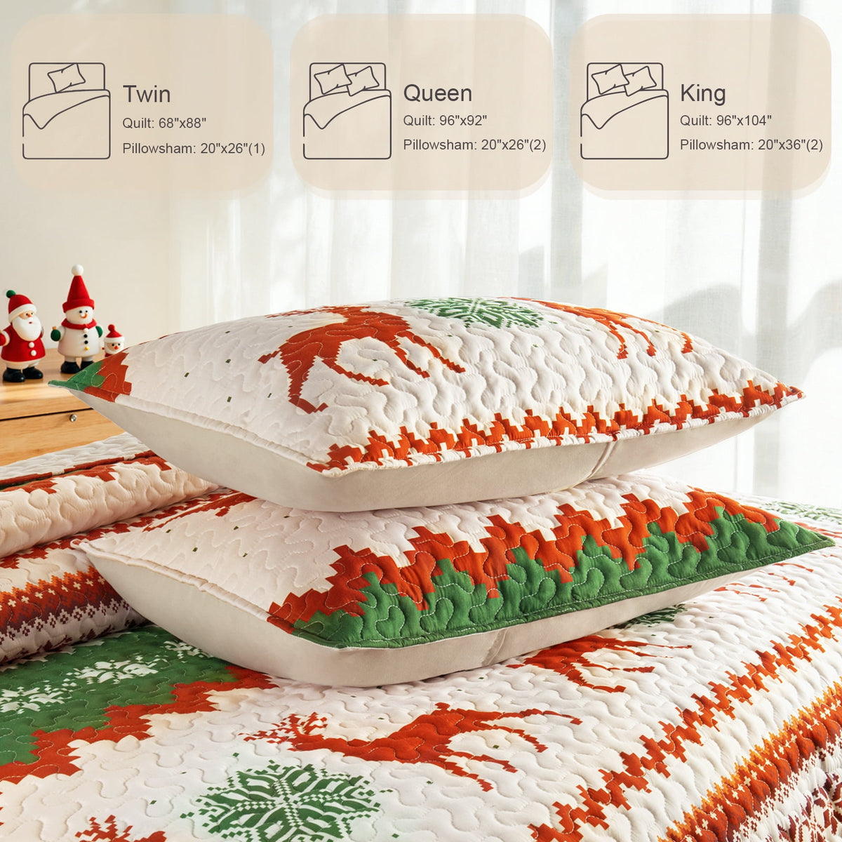 Whale Flotilla Reversible Patchwork Quilts California King Size, Lightweight Boho Printed Bedspreads Coverlets Oversized Quilt Bedding Set with 2 Pillow Shams for All Seasons, Happy Snowflake