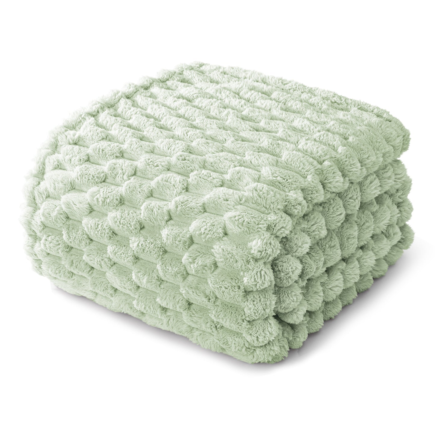 Whale Flotilla Twin Size Blanket for Bed with Expanded 3D-Jacquard Pattern, Fuzzy Soft Cozy Exquisite Blankets or All Season, Warm and Fluffy, 60x80 Inch, Sage Green