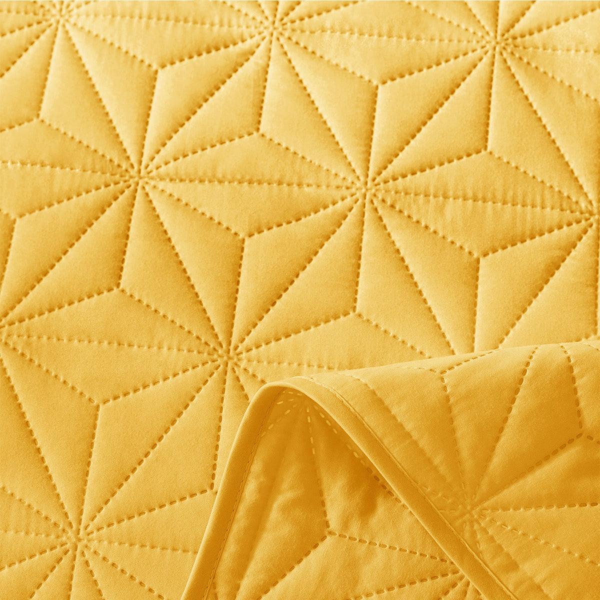 Whale Flotilla Microfiber King Size 96"x 104" Quilt Set Lightweight Quilted Bedspreads Coverlets Set with Stars Pattern, Yellow