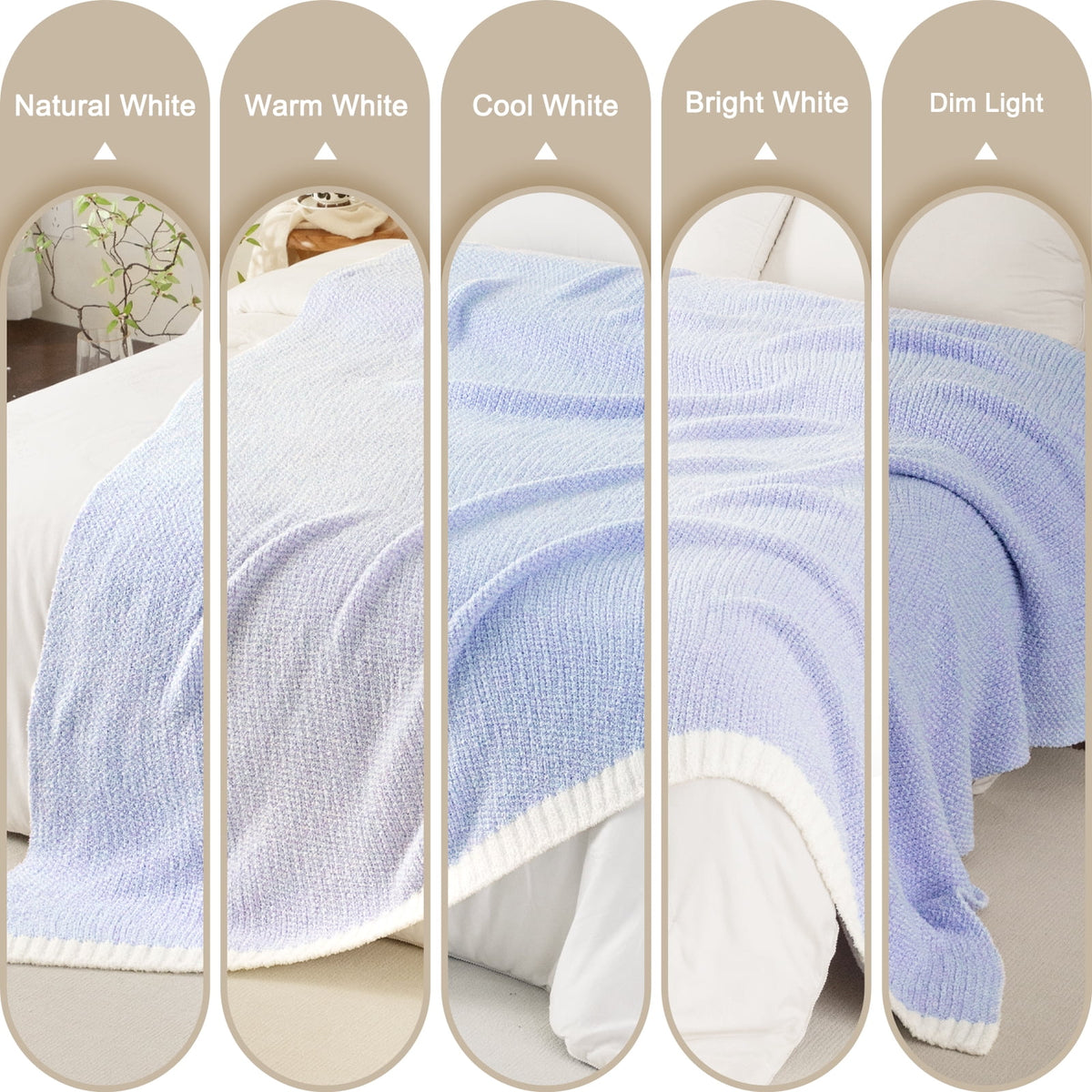 Whale Flotilla Knit Twin Size Blanket for Bed, Ultra Soft Fluffy Cozy Blanket, 60"x80", Lavender