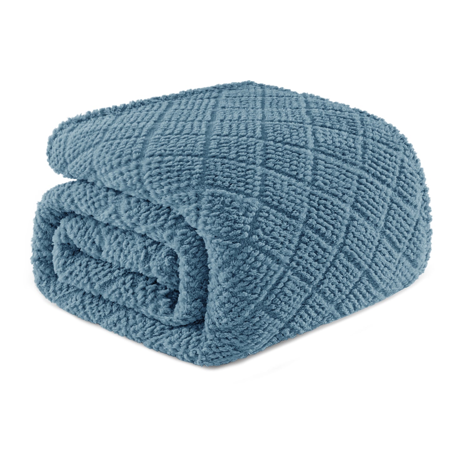 Whale Flotilla Fuzzy Fleece Twin Size Blanket for Bed, Soft Fluffy Jacquard Waffle Blankets for All Season, Lightweight and Warm, 60x80 Inch, Slate Blue