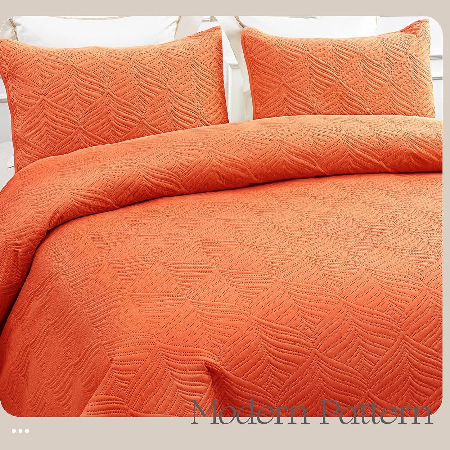 Whale Flotilla 2-Piece Twin Size Quilt Set, Soft Ultrasonic Embossed Bedding Set, Lightweight Bedspread Coverlet with Vintage Pattern, Reversible Bed Cover for All Seasons, Vintage Burnt Orange