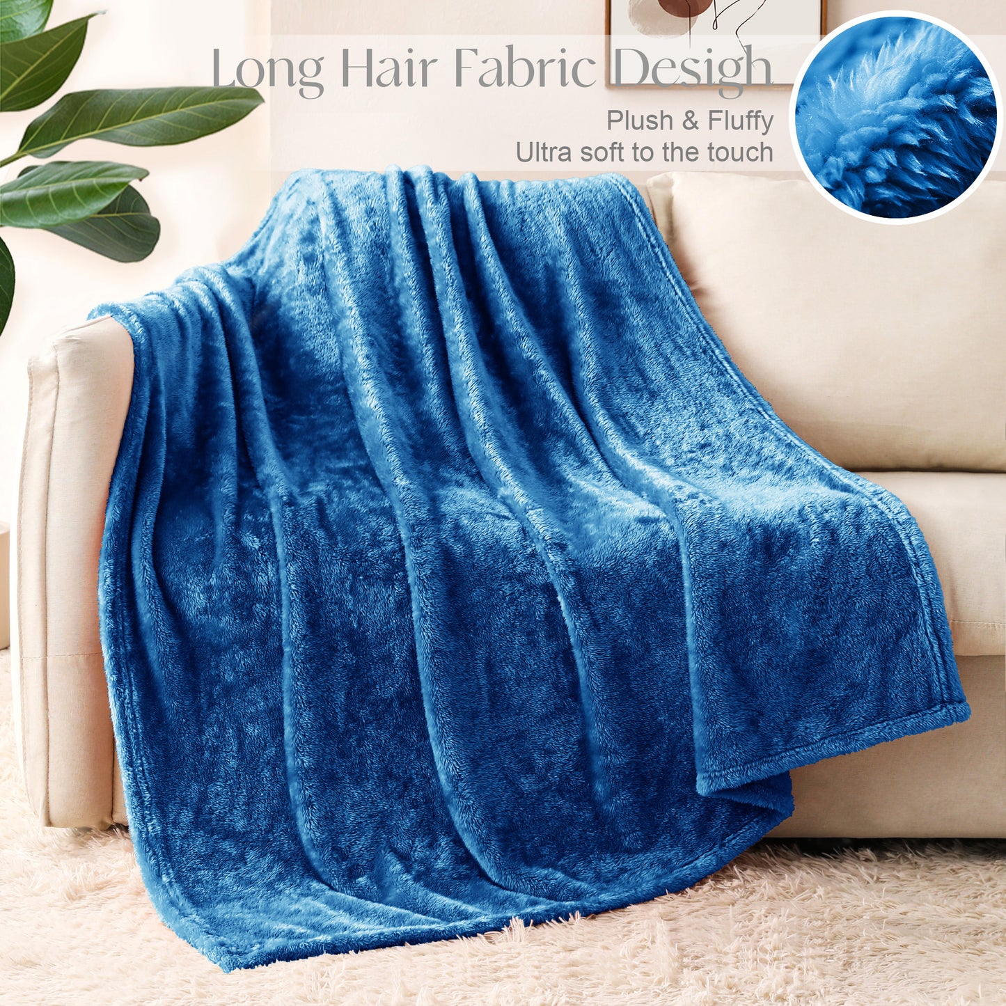 Whale Flotilla Extra Large Fleece Throw Blanket 50x70 Inch, Super Plush and Soft 300GSM Blankets for All Season, Fluffy and Lightweight, Royal Blue