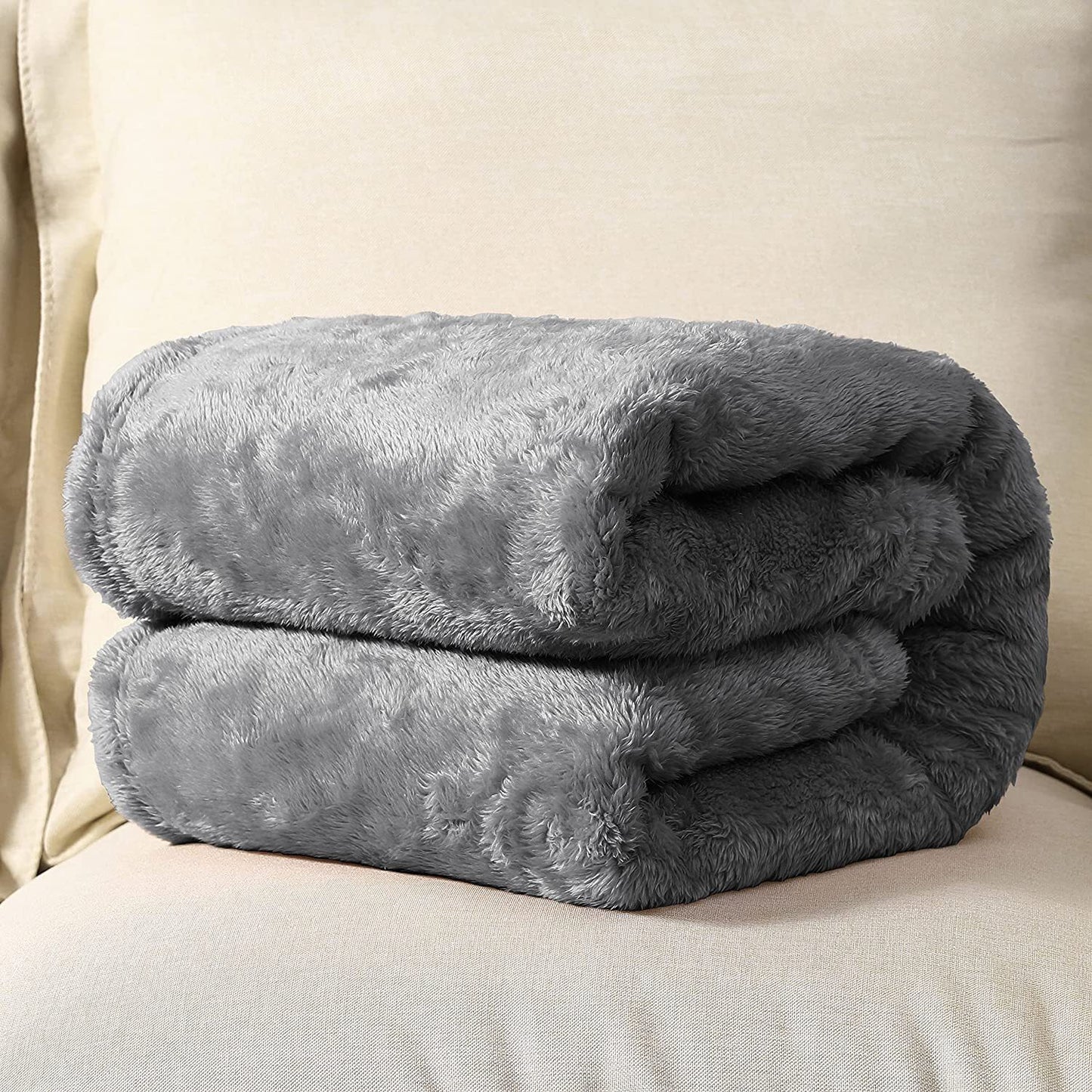 Whale Flotilla Fuzzy Faux Fur Blanket King Size, Soft Warm Fluffy Fleece Blanket for Bed, Cozy and Lightweight Bedspread for All Seasons,90x104 Inch, Grey