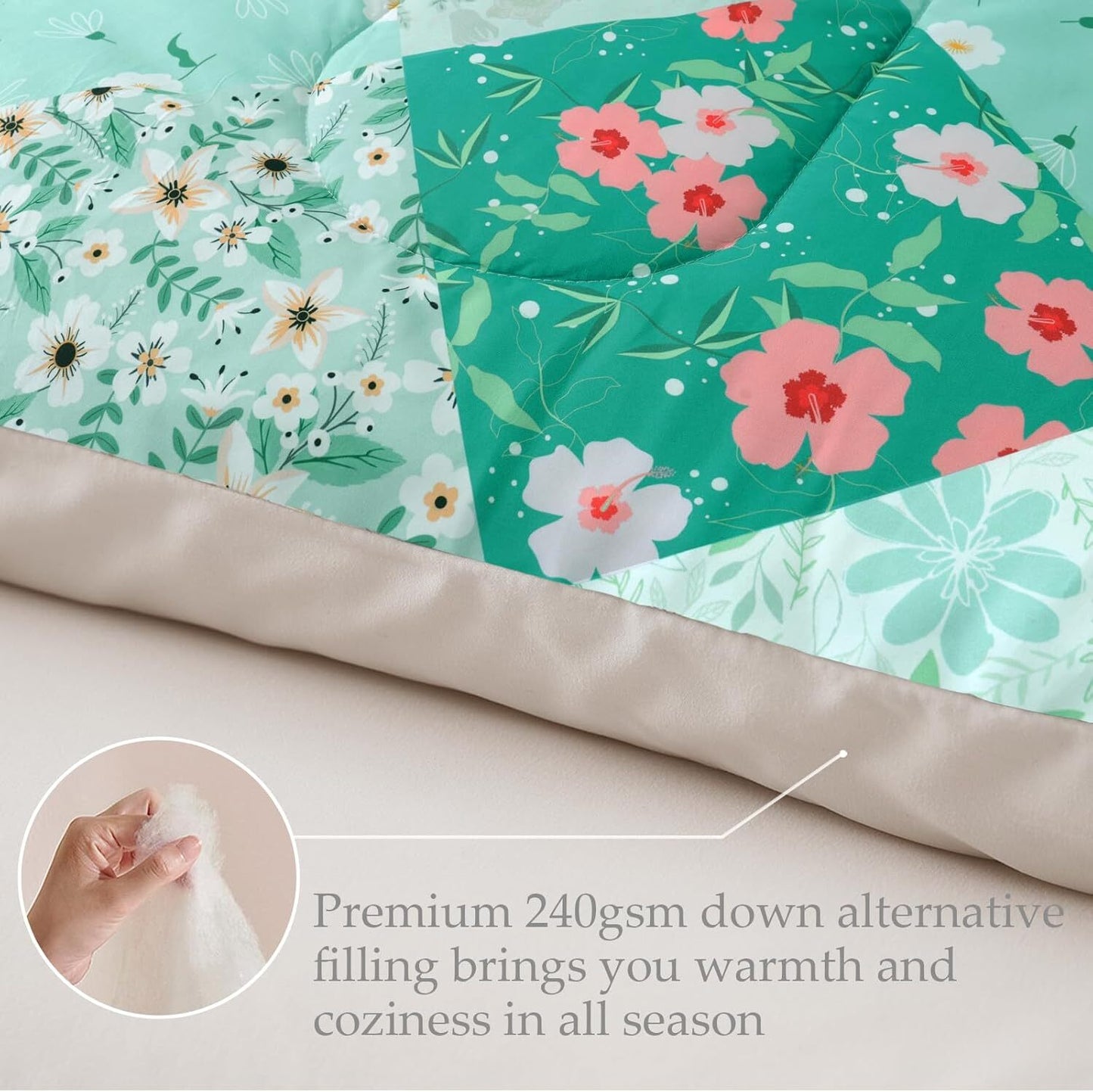 Whale Flotilla King Comforter Set, Soft Reversible Beige Bedding Comforter Set with Pailsey Pattern, 1 Micoriber Printed Comforter and 2 Pillow Shams, 3 Pieces