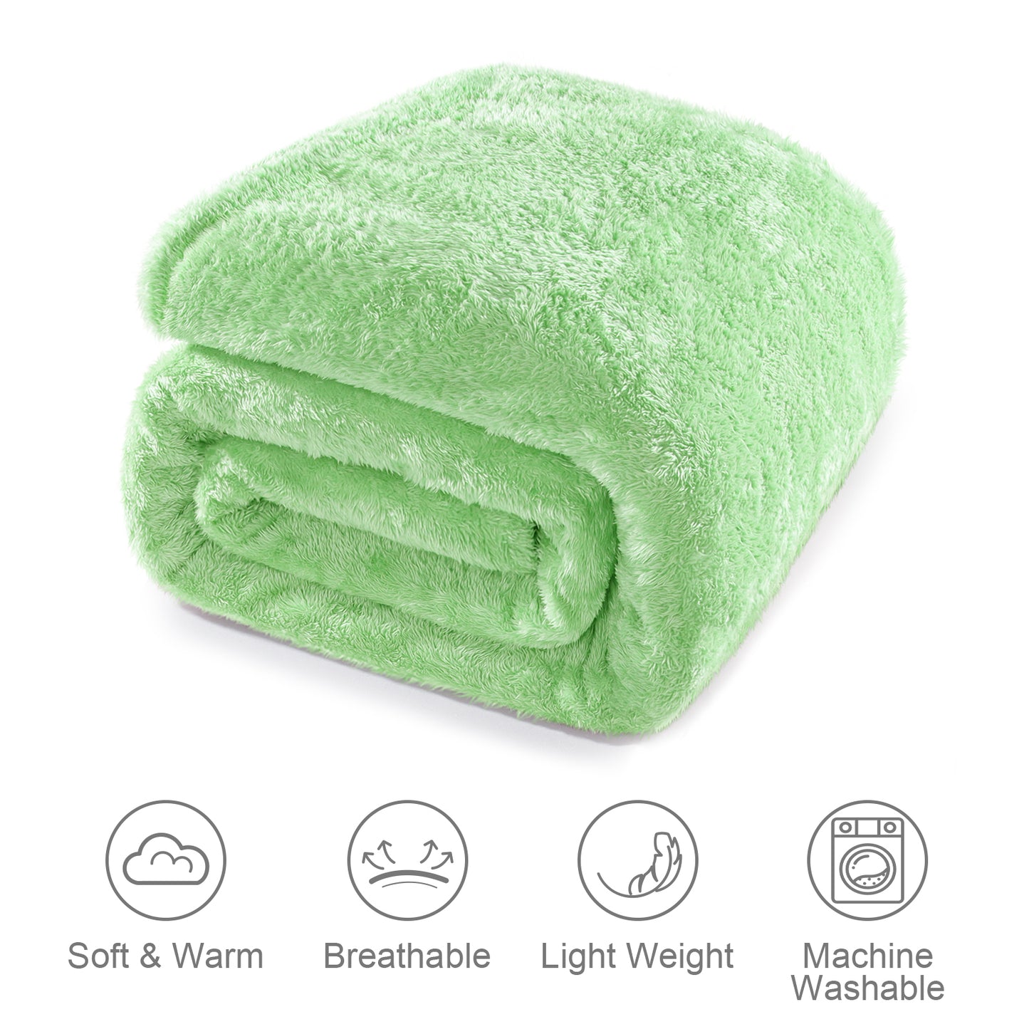 Whale Flotilla Extra Large Fleece Throw Blanket 50x70 Inch, Super Plush and Soft 300GSM Blankets for All Season, Fluffy and Lightweight, Light Green