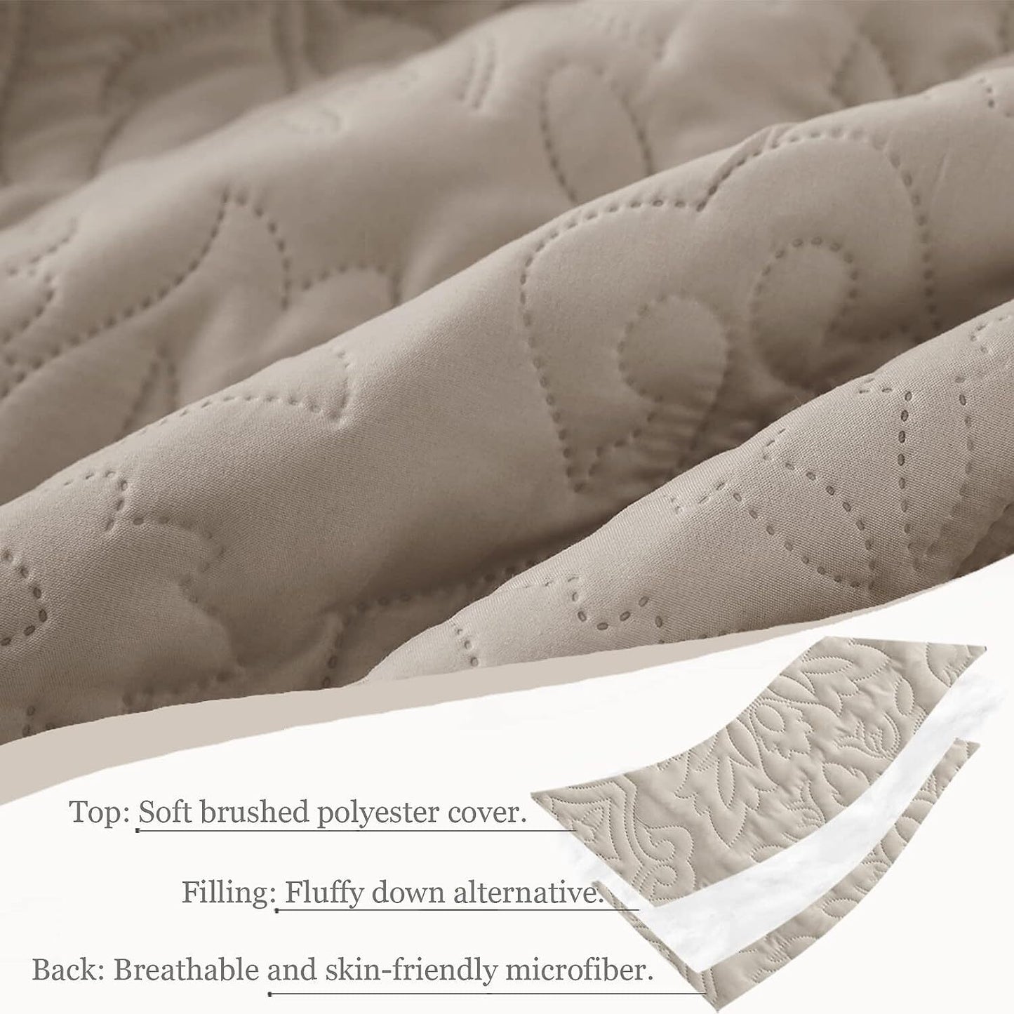 Whale Flotilla 2-Piece Twin Quilt Set, Soft Embossed Bedding Set, Lightweight Bedspread Coverlet with Damask Vintage Pattern, Reversible Bed Cover for All Seasons, Light Grey