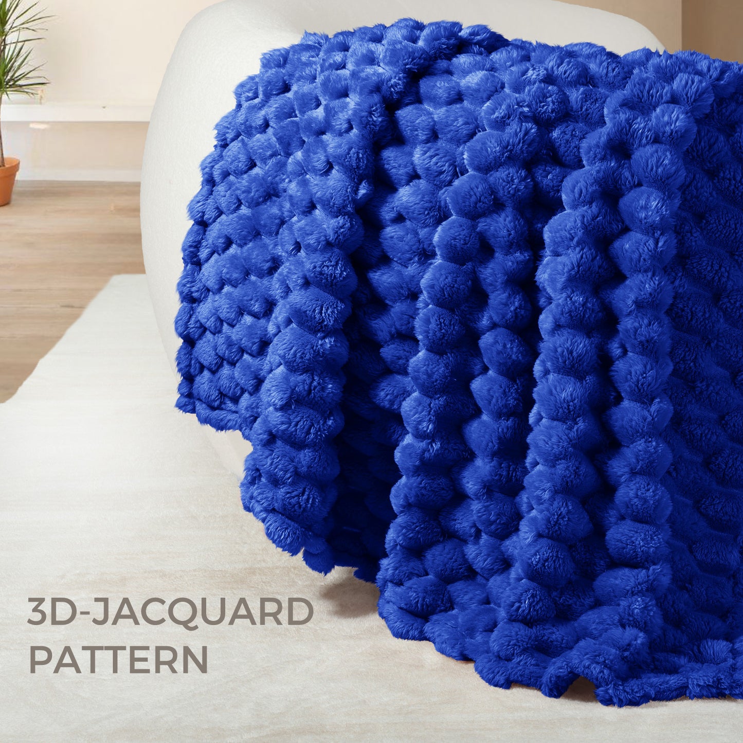 Whale Flotilla Throw Blanket for Couch with Expanded 3D-Jacquard Pattern, Fuzzy Soft Cozy Exquisite Blankets or All Season, Warm and Fluffy, 50x60 Inch,Blue