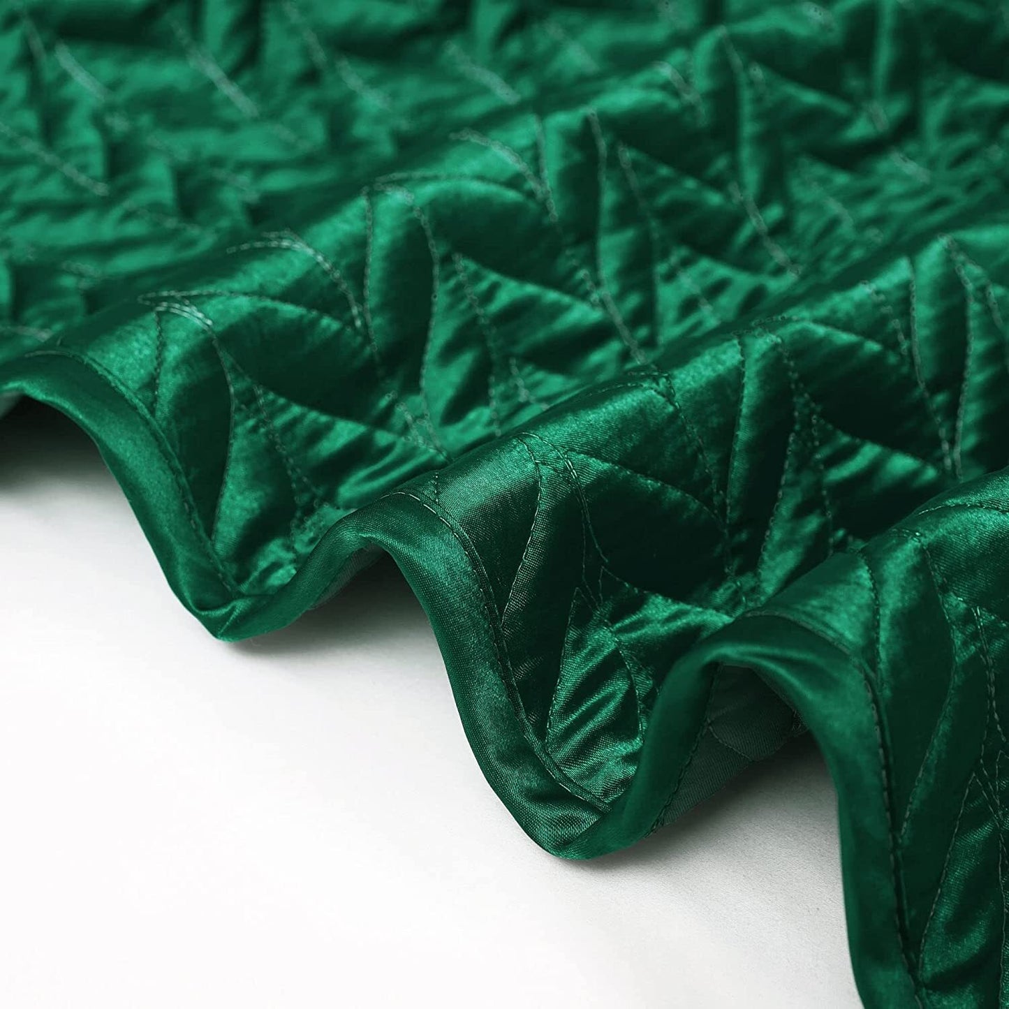 Whale Flotilla 3-Piece Silk Satin Quilt Set King Size, Reversible Lightweight Coverlet Bedspreads Bedding Set with Pillow Shams, Deep Green
