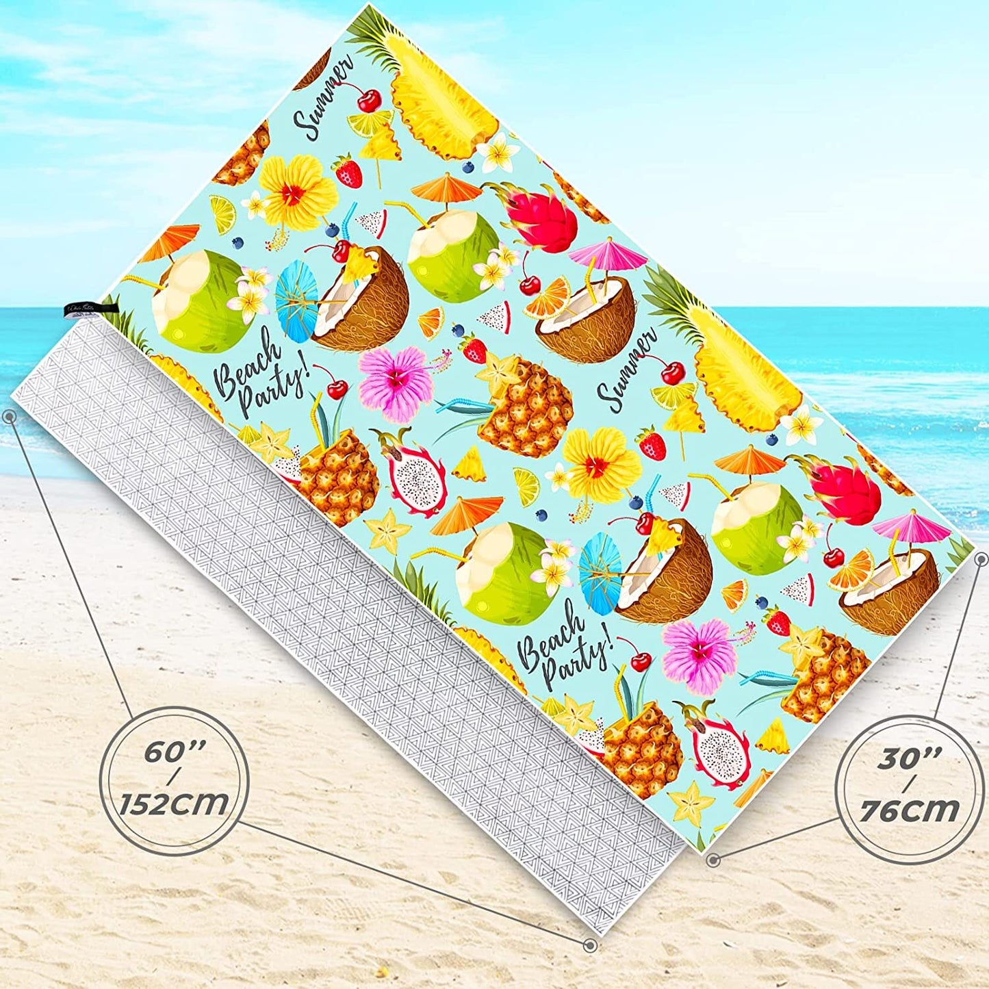 Whale Flotilla Fruit Quick Dry Beach Towel, Large Sand Free Pool Microfiber Beach Towels for Kids and Adults, Lightweight and Absorbent,30"x60", Fruit Mix