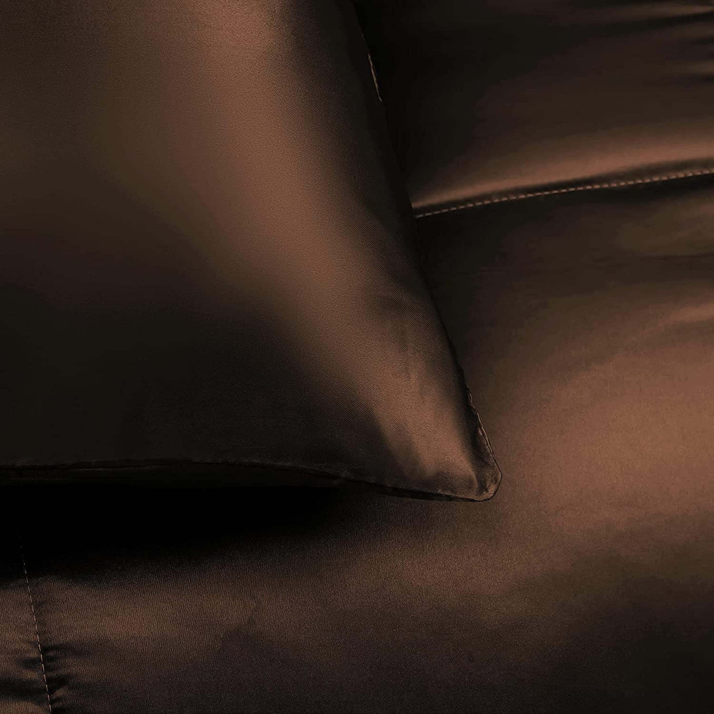 Whale Flotilla 3-Piece Reversible Queen Size Comforter Set/ Bedding Set, Soft Satin Comforter with 2 Satin Pillowcases, Lightweight Duvet Set for All Seasons, 88"X88", Brown