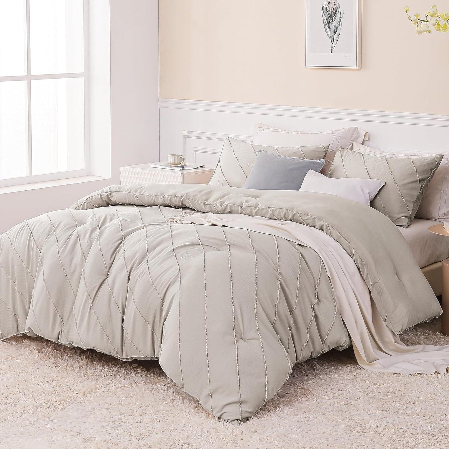 Whale Flotilla Fuzzy Fleece Twin Size Blanket for Bed, Soft Fluffy Jacquard Waffle Blankets for All Season, Lightweight and Warm, 60x80 Inch, Sage Green