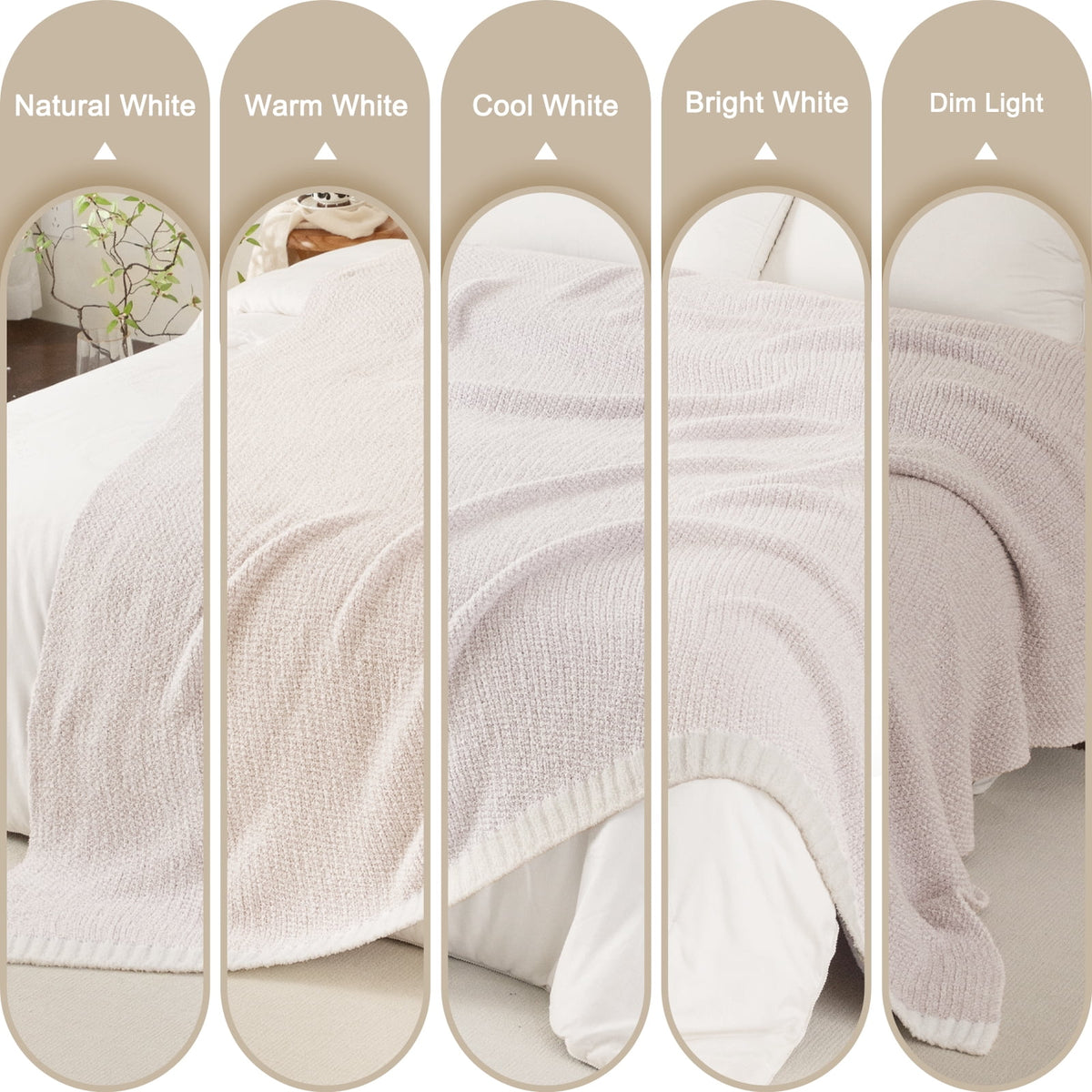 Whale Flotilla Knit Twin Size Blanket for Bed, Ultra Soft Fluffy Cozy Blanket, 60"x80", Camel