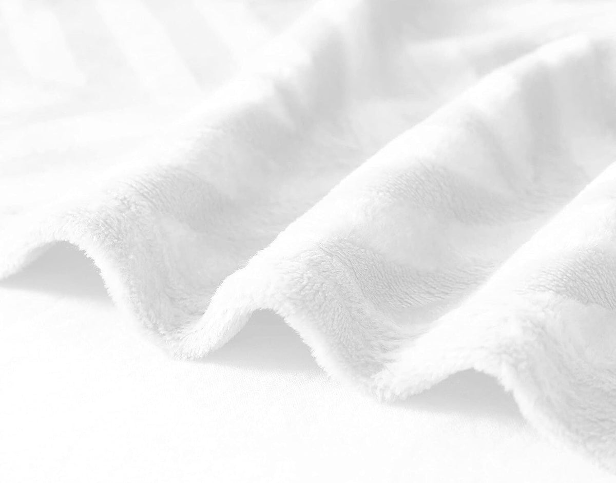 Whale Flotilla Soft Flannel Fleece Lightweight 50"x60" Throw Blanket, Brushed Chevron Design Fluffy Plush Cozy Blanket for All Seasons, White
