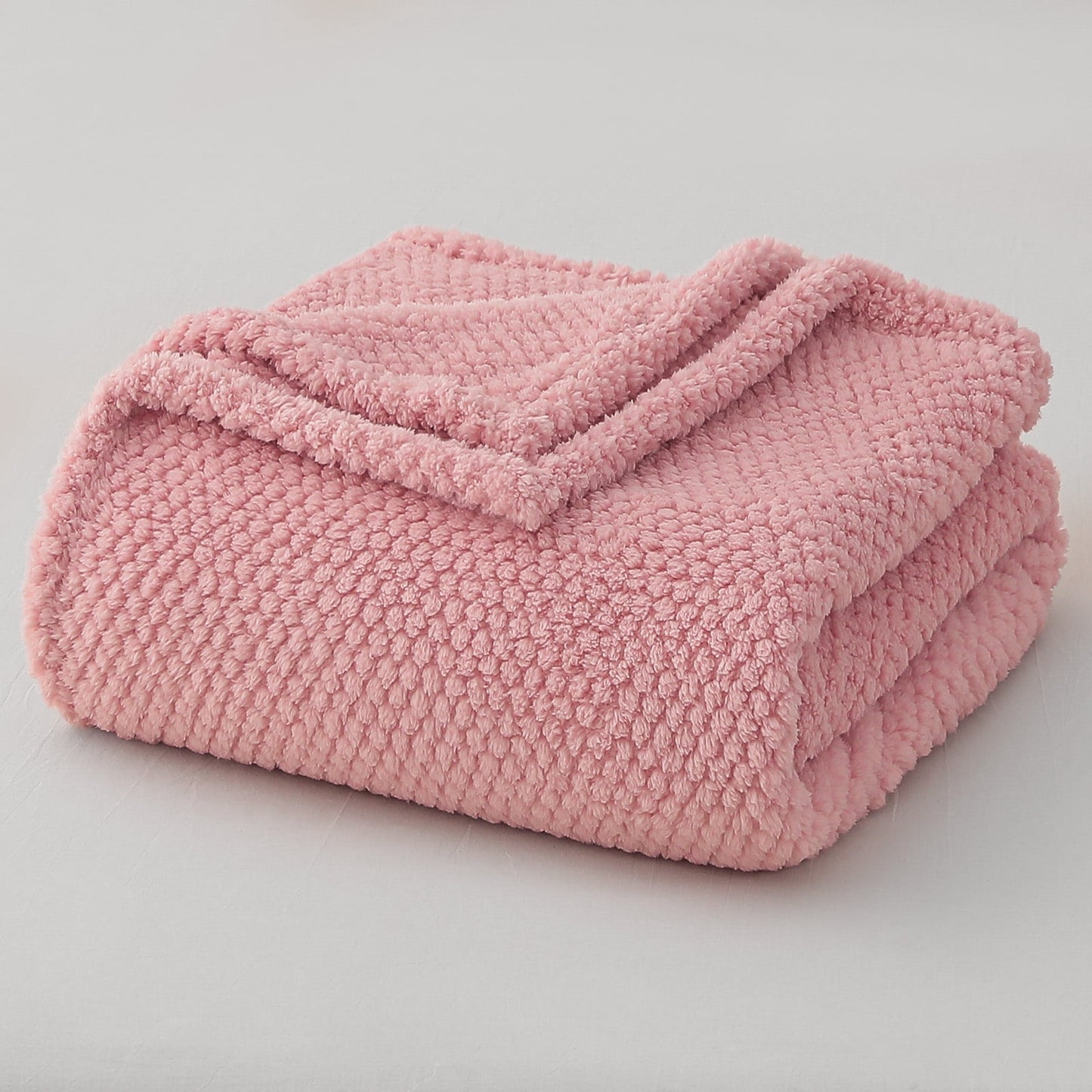 Whale Flotilla Fuzzy Fleece 50"x70" Throw Blanket for Couch, Fluffy Warm Soft Jacquard Blankets for All Seasons, Lightweight and Cozy, Pink