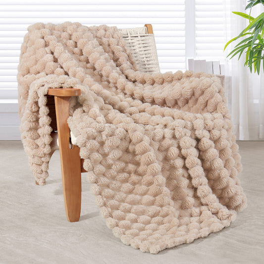 Whale Flotilla Throw Blanket for Couch with Expanded 3D-Jacquard Pattern, Fuzzy Soft Cozy Exquisite Blankets or All Season, Warm and Fluffy, 50x60 Inch,Camel