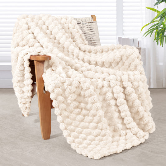 Whale Flotilla Throw Blanket for Couch with Expanded 3D-Jacquard Pattern, Fuzzy Soft Cozy Exquisite Blankets or All Season, Warm and Fluffy, 50x60 Inch,White