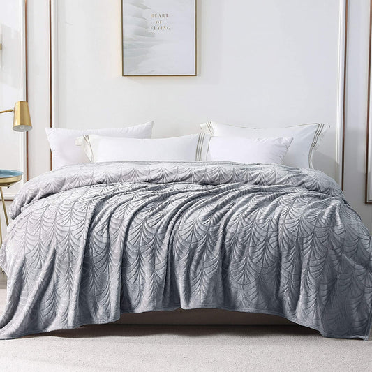 Whale Flotilla Flannel Fleece Twin Size Blanket for Bed, Soft Fluffy Velvet Bedspread Coverlet with Decorative Vintage Pattern for All Season, Warm and Lightweight, 60x80 Inch, Silver Grey