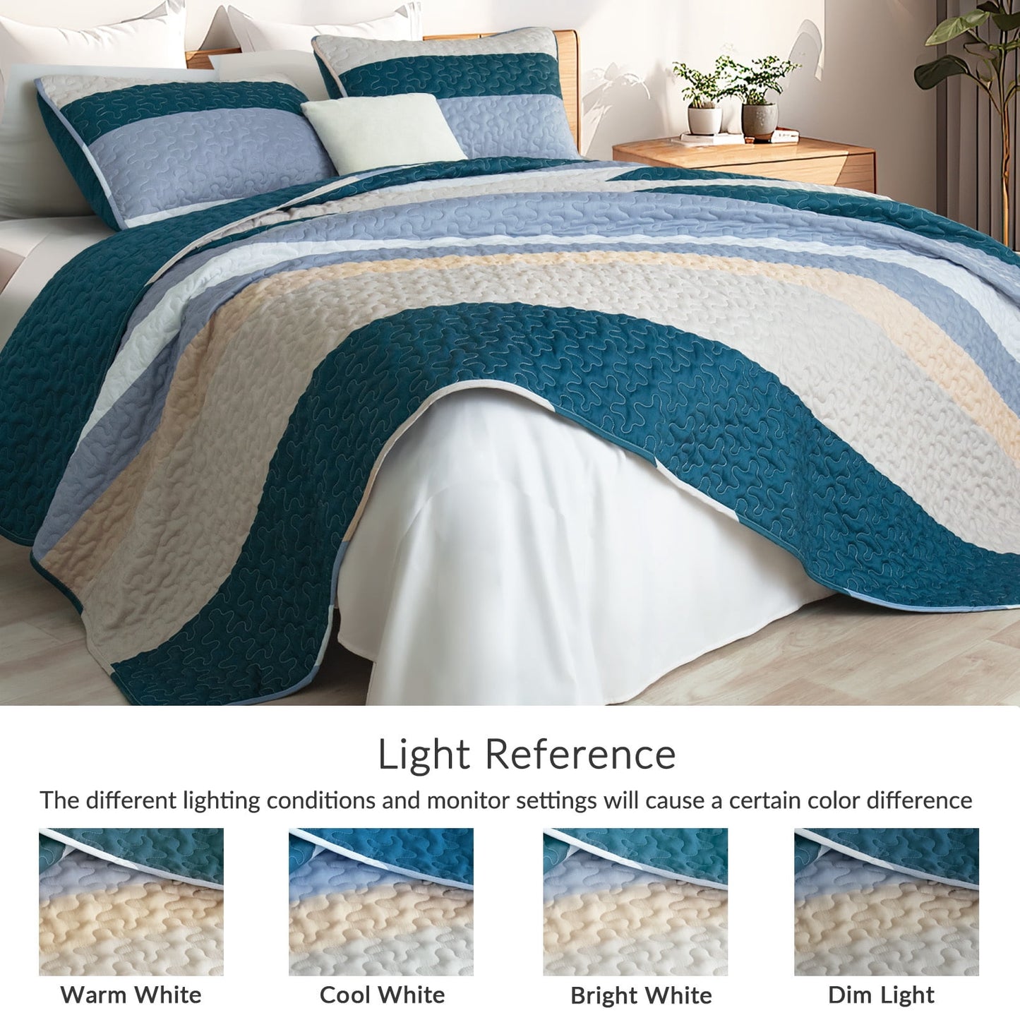 Whale Flotilla Reversible Ultra Soft Printed Quilts Twin Size, Lightweight Patchwork Geometric Stripes Bedspreads Coverlets Twin Quilt Bedding Set with 1 Pillow Sham for All Seasons, Navy