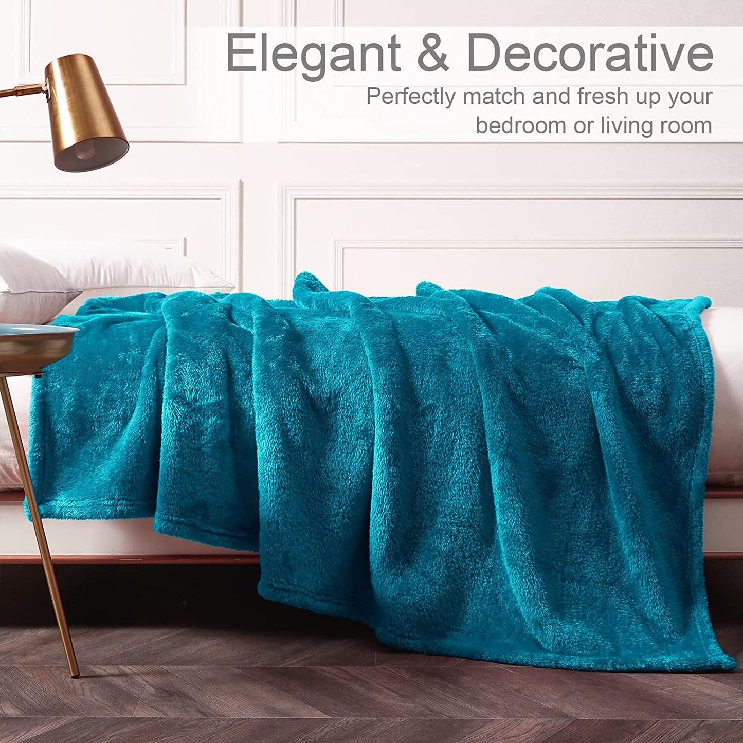 Whale Flotilla Fuzzy Faux Fur Throw Blanket for Couch, Soft Warm Fluffy Fleece Blanket for Bed/Sofa/Camping/Travel, Extra Large and Lightweight, 50x70 Inch, Teal
