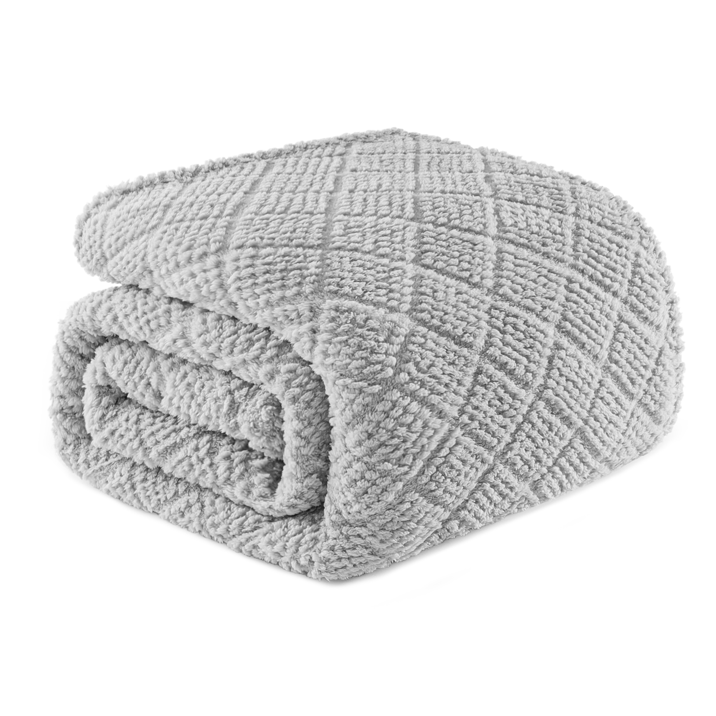 Whale Flotilla Fuzzy Fleece Twin Size Blanket for Bed, Soft Fluffy Jacquard Waffle Blankets for All Season, Lightweight and Warm, 60x80 Inch, Light Grey