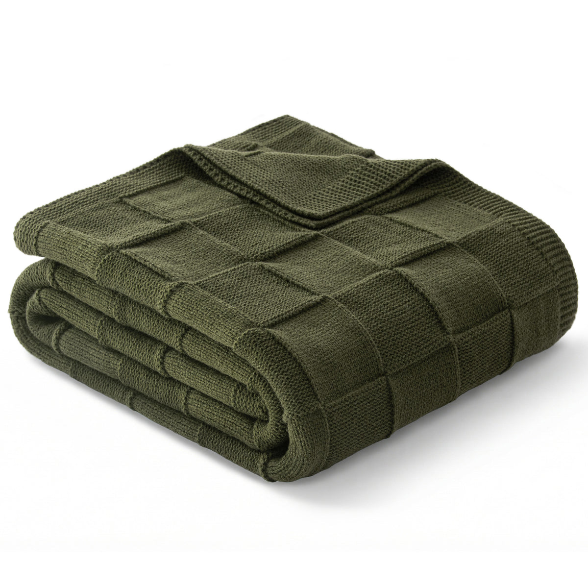 Whale Flotilla Knit Throw Blanket for Couch, Soft Fuzzy Decorative Knitted Blanket for Sofa Bed, Lightweight Cozy Warm Throws, 60x80 Inch, Olive