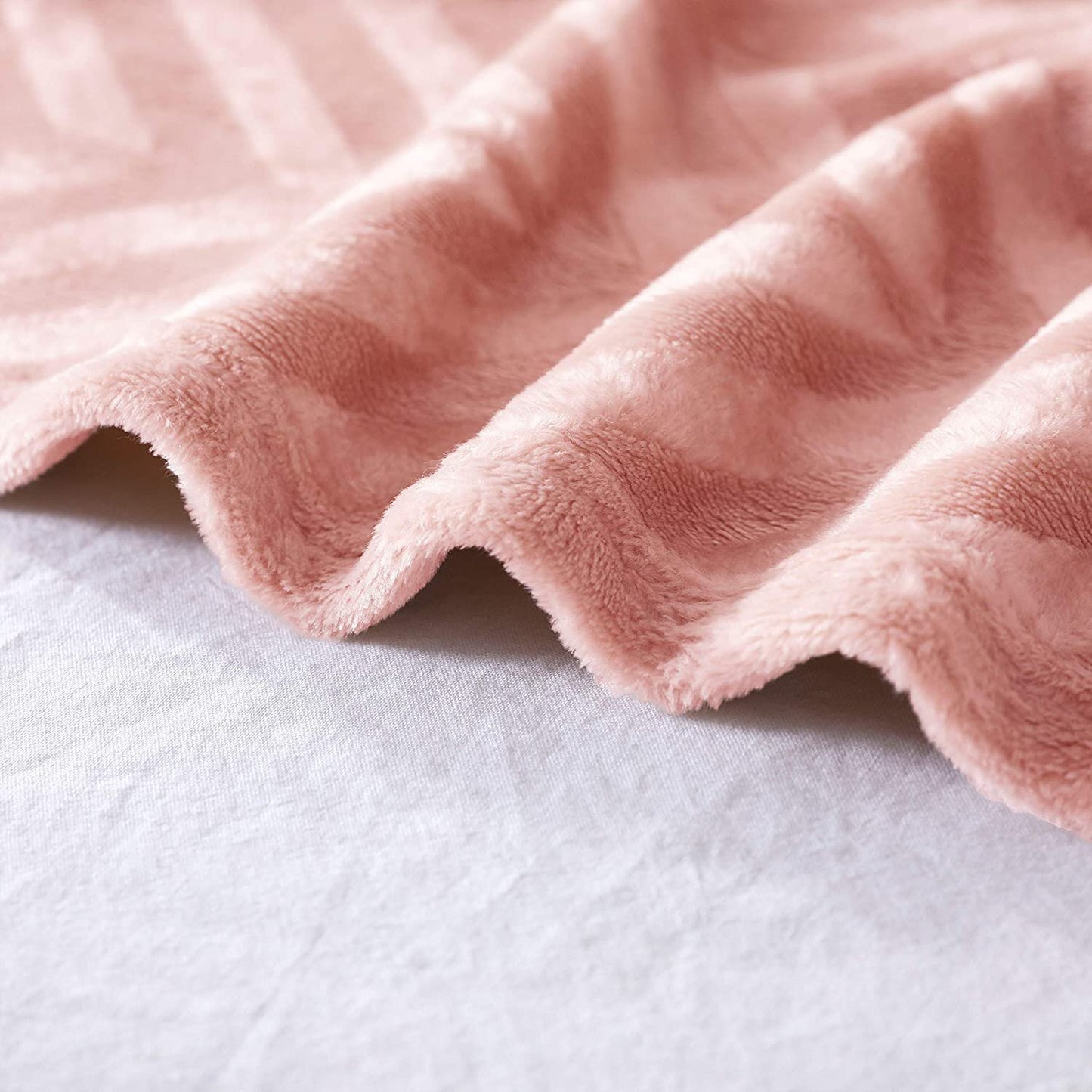Whale Flotilla Soft Flannel Fleece Lightweight Throw Blanket(50"x60"), Brushed Chevron Design Fluffy Plush Cozy Blanket for All Seasons, Pink