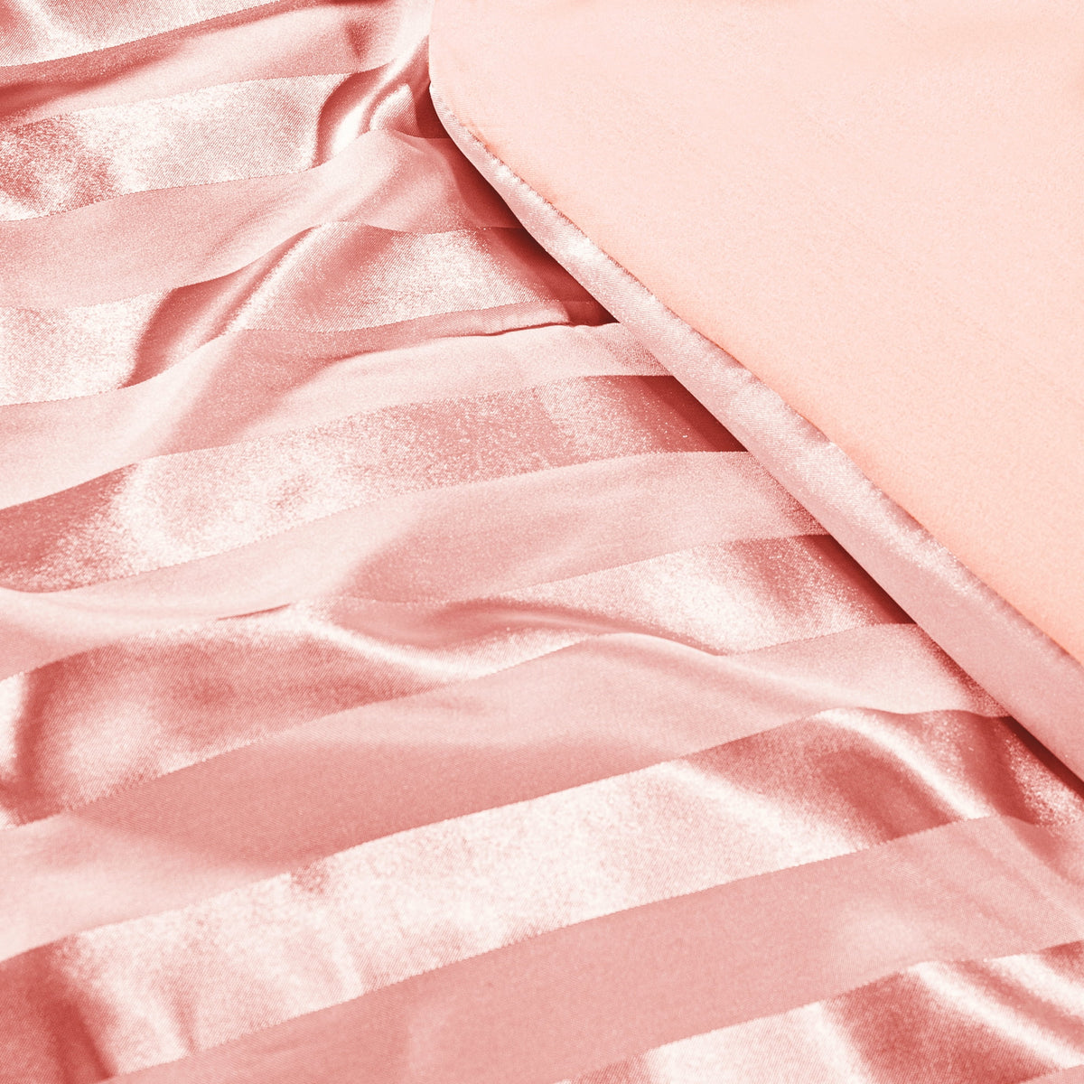 Whale Flotilla King Comforter Set 3-Piece Pink Satin Stripe Bedding, Lightweight All-Season Reversible Soft Bedding Set with 2 Pillowcases