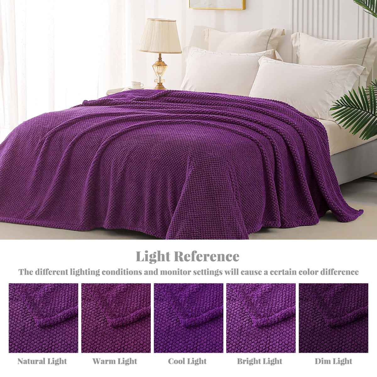 Whale Flotilla Twin Size Fuzzy Fleece Blanket, 60"x80" Fluffy Lightweight Soft Jacquard Bed Blankets for All Seasons, Warm and Cozy, Purple