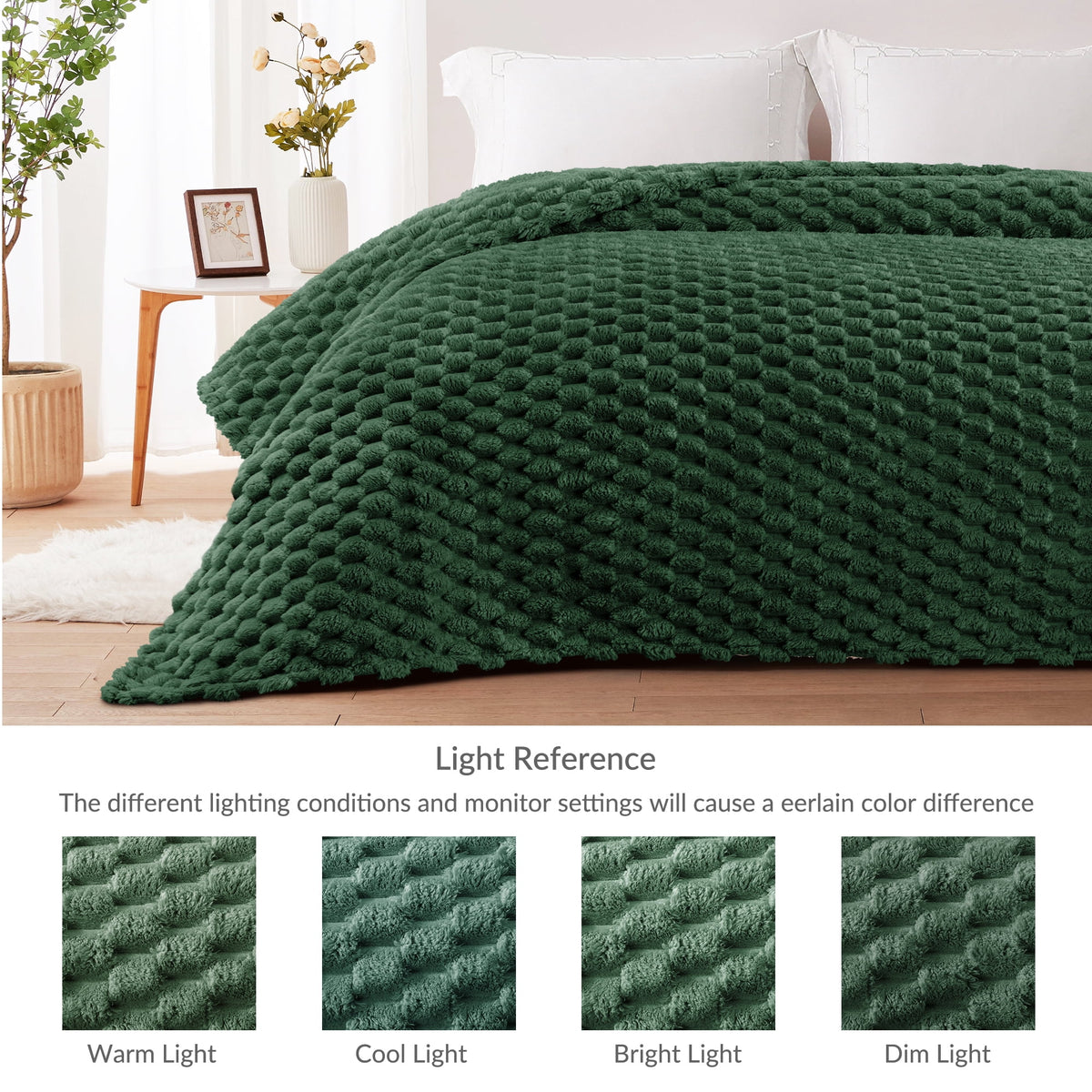 Whale Flotilla 50"x60" Throw Blanket for Couch with Expanded 3D-Jacquard Pattern, Fuzzy Soft Cozy Exquisite Blankets or All Season, Warm and Fluffy, Emerald Green