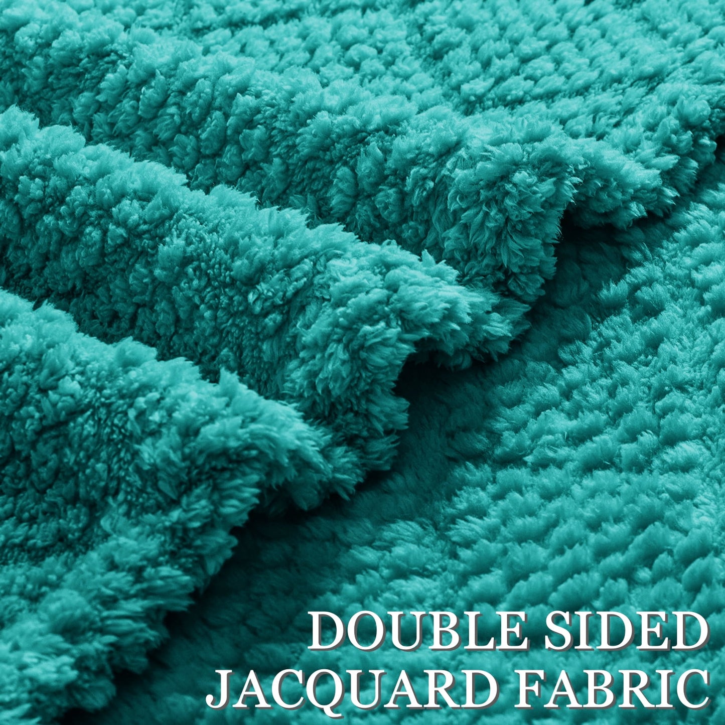Whale Flotilla Fuzzy Fleece Twin Size Blanket for Bed, Soft Fluffy Jacquard Waffle Blankets for All Season, Lightweight and Warm, 60x80 Inch, Teal