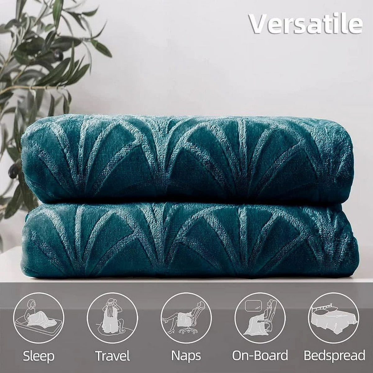 Whale Flotilla Flannel Fleece 90x90 Inch Queen Size Blanket for Bed, Soft Fluffy Velvet Bedspread Coverlet with Decorative Vintage Pattern for All Season, Warm and Lightweight, Grey Blue
