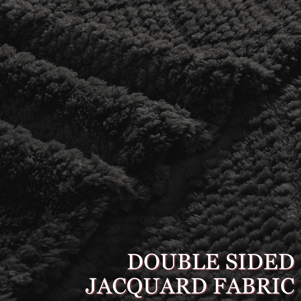 Whale Flotilla Fuzzy Fleece Queen Size Blanket for Bed, Soft Fluffy Jacquard Waffle Blankets for All Season, Lightweight and Warm, 90x90 Inch, Black