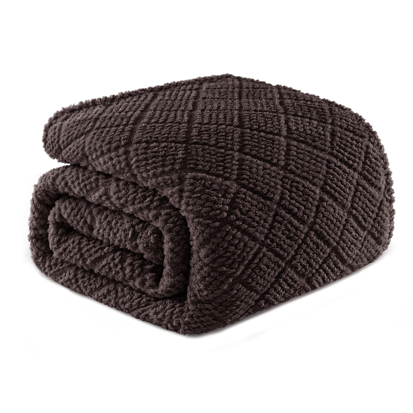 Whale Flotilla Fuzzy Fleece Twin Size Blanket for Bed, Soft Fluffy Jacquard Waffle Blankets for All Season, Lightweight and Warm, 60x80 Inch, Coffee