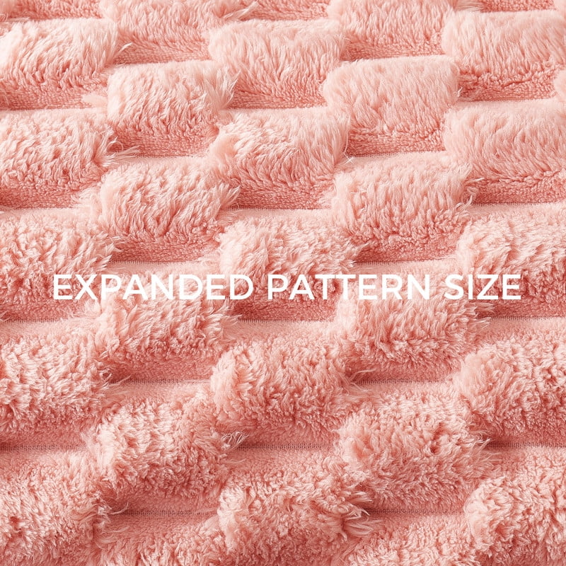 Whale Flotilla 60"x 80" Twin Size Blanket for Bed with Expanded 3D-Jacquard Pattern, Fuzzy Soft Cozy Exquisite Blankets or All Season, Warm and Fluffy, Pink