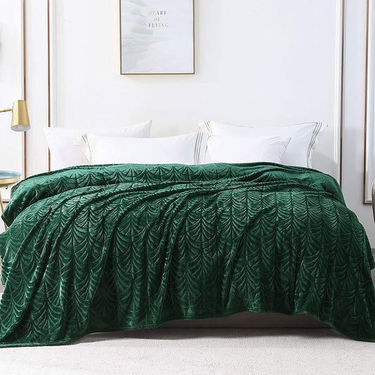 Whale Flotilla Flannel Fleece Double Size Blanket for Bed, 150x200 CM, Soft Fluffy Velvet Bed Blanket with Decorative Vintage Pattern for All Season, Warm and Lightweight, Deep Green